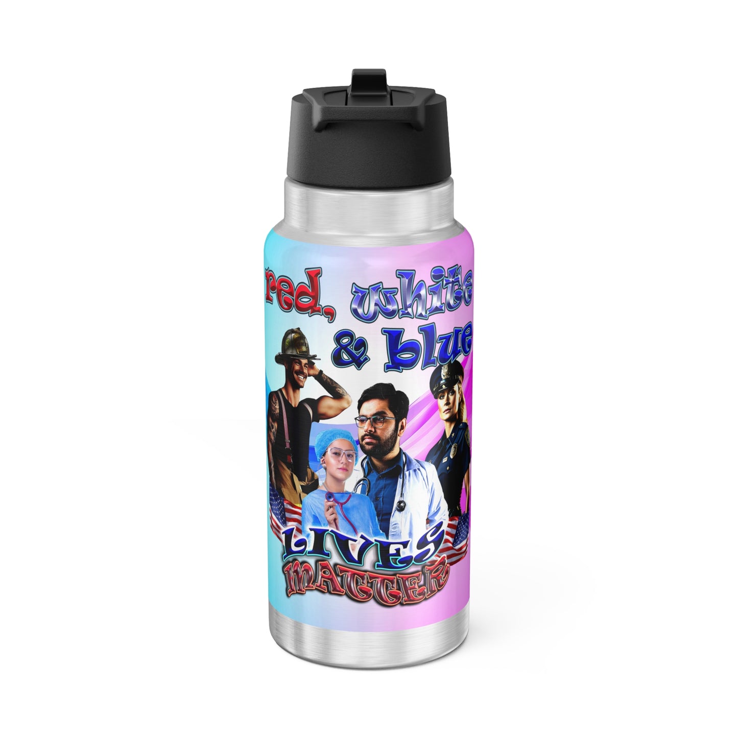 rw&b lives matter - Gator Tumbler, 32oz (light blue-pink wave)