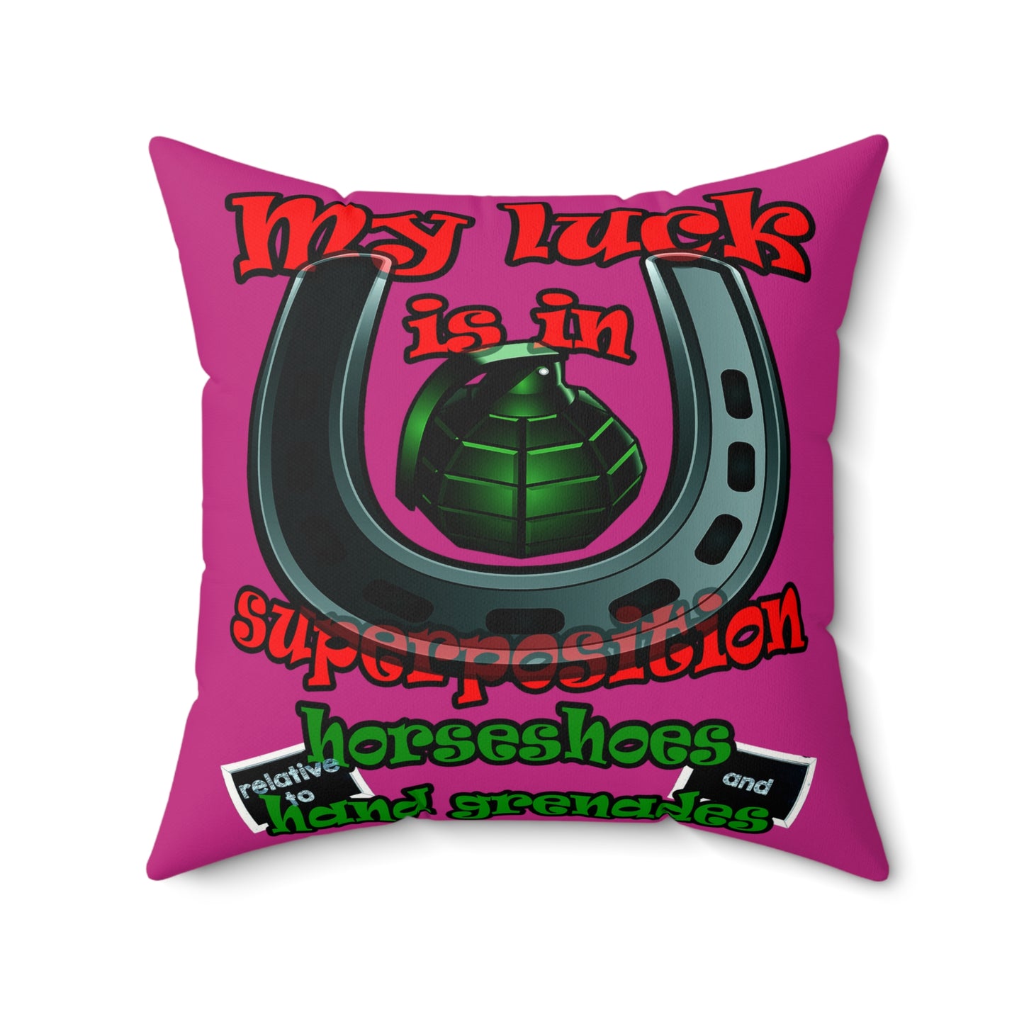 my luck - Faux Suede Square Pillow - (pink)