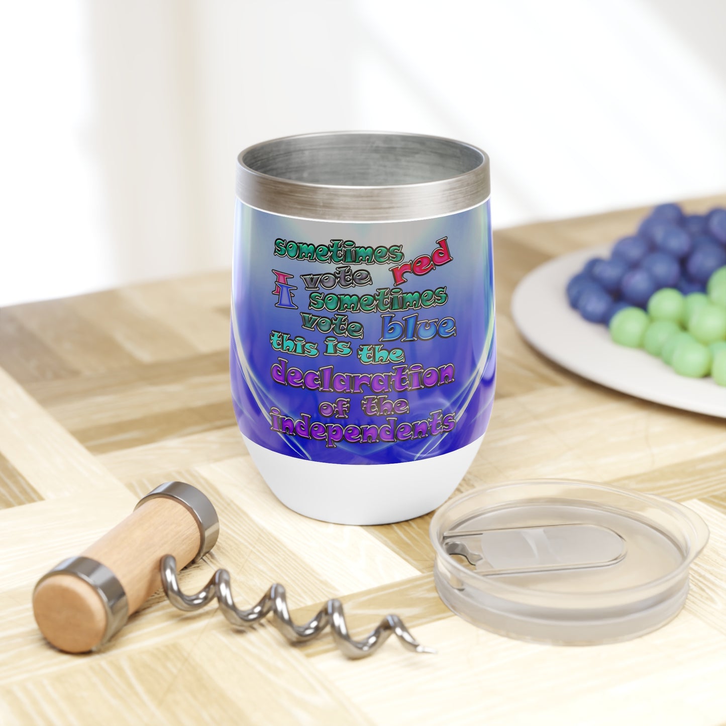 declaration of the independents - Chill Wine Tumbler (blue-white wave)