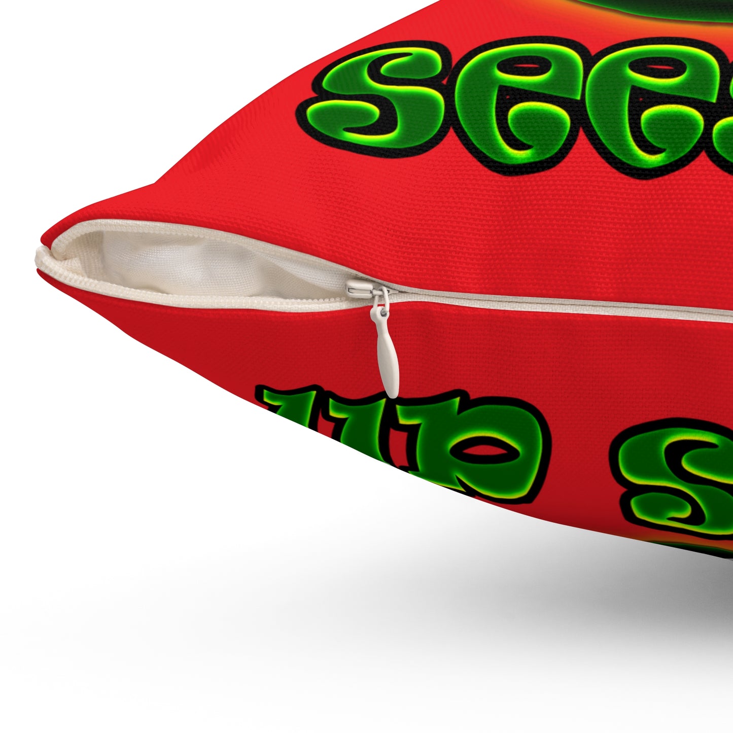 green monster - Spun Polyester Square Pillow - (red)