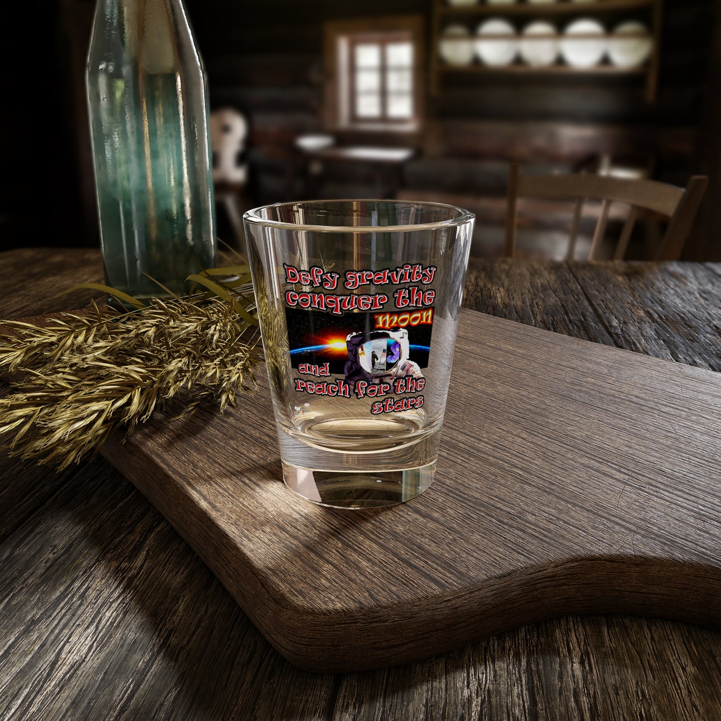 defy conquer reach - Shot Glass