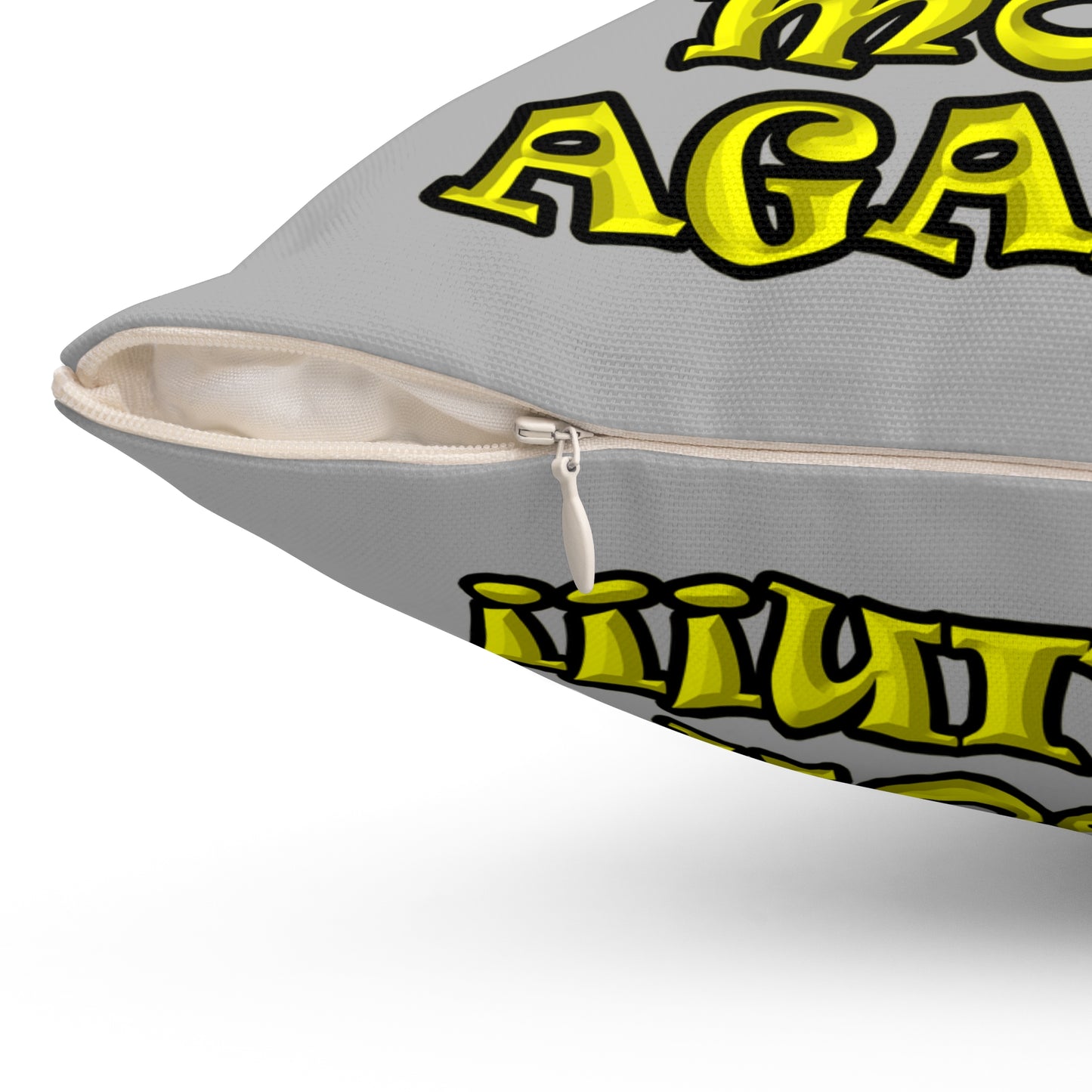 shoot the moon again - Spun Polyester Square Pillow - (light grey)