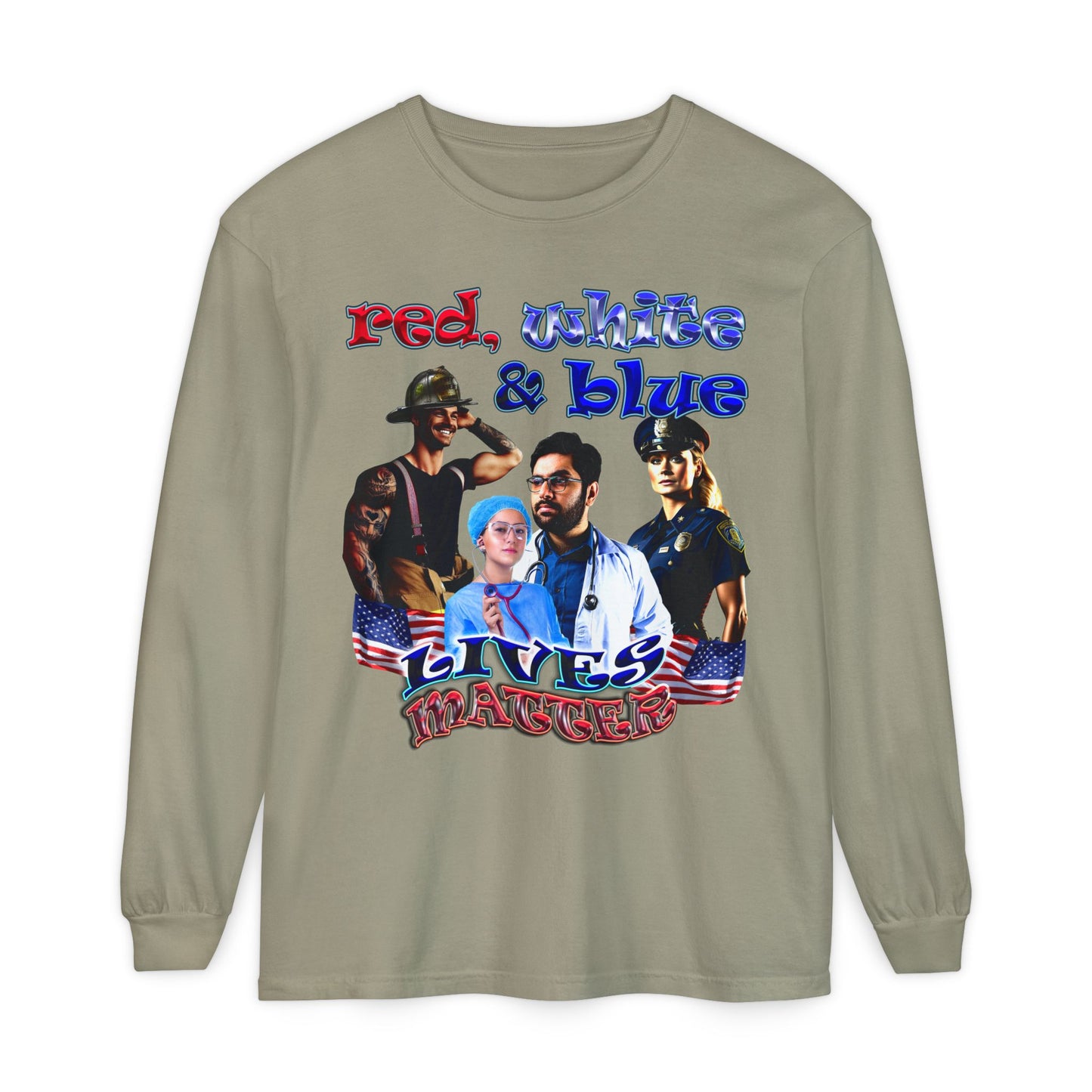 rw&b lives matter - Unisex Garment-dyed Long Sleeve T-Shirt