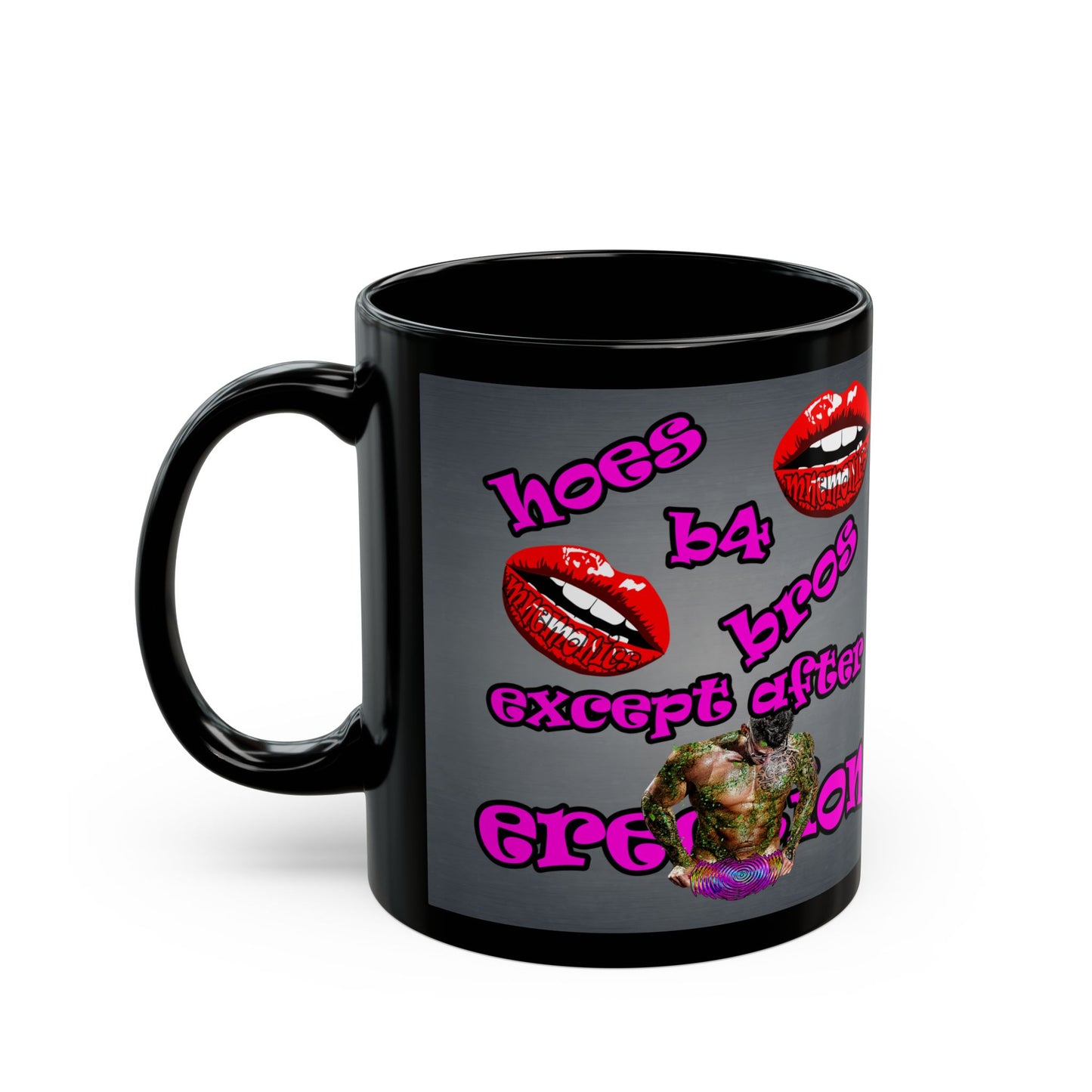 hoes b4 bros - Black Mug (grey-light grey)