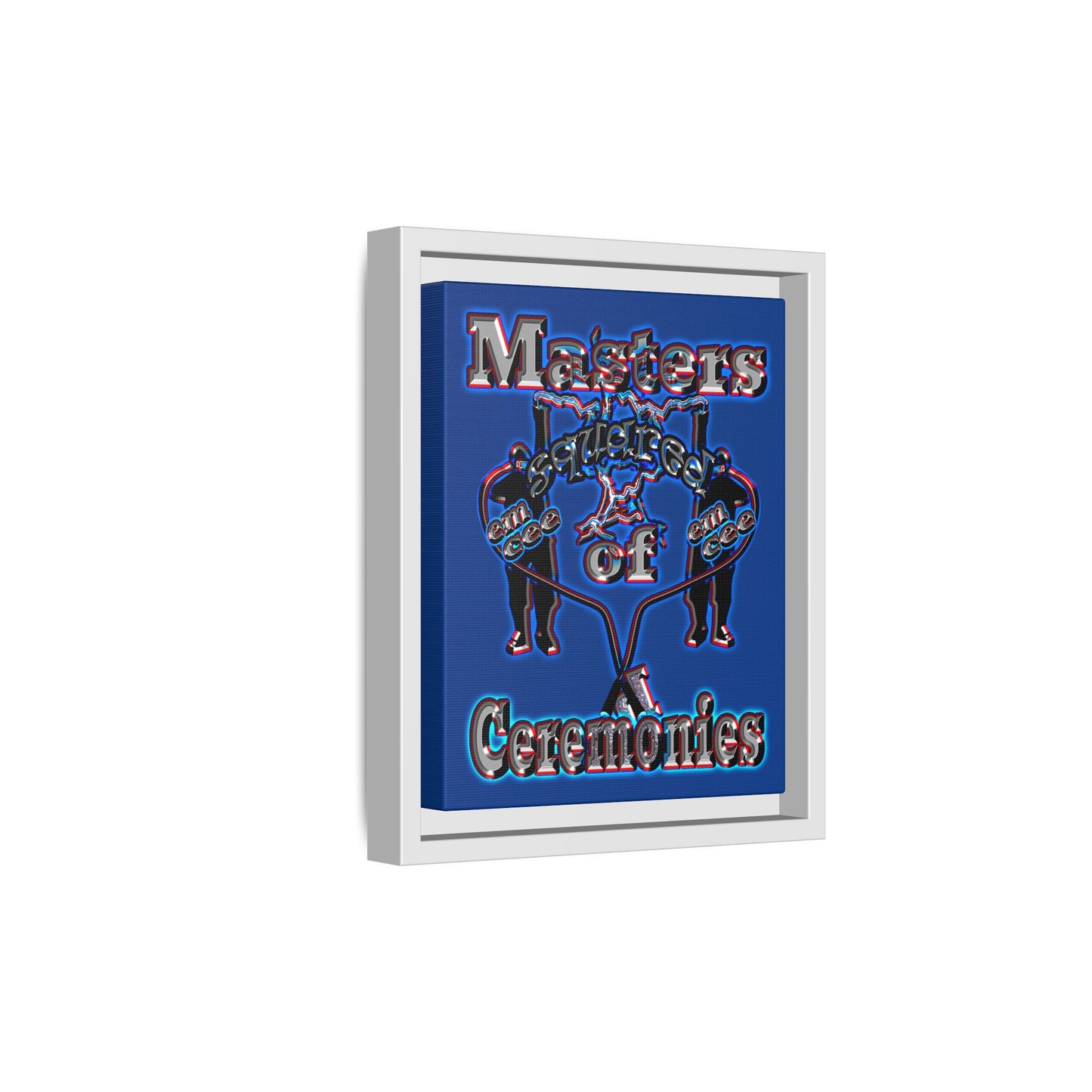 em cee squared - framed canvas art (dark blue)