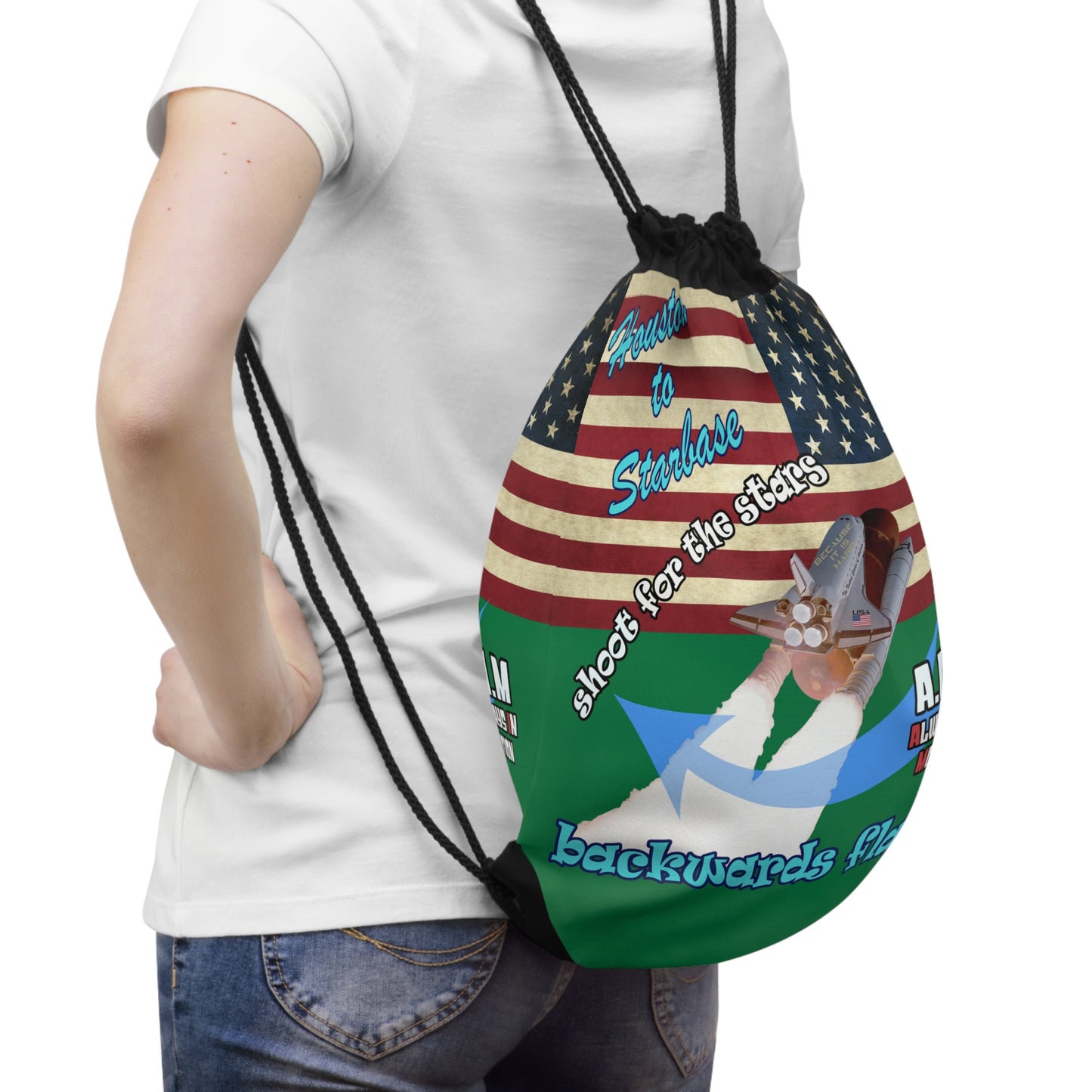 shoot for the stars - Drawstring Bag (dark green)
