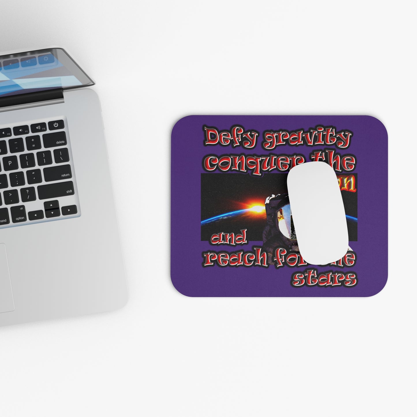 defy conquer reach - Mouse Pad (Rectangle) (purple)