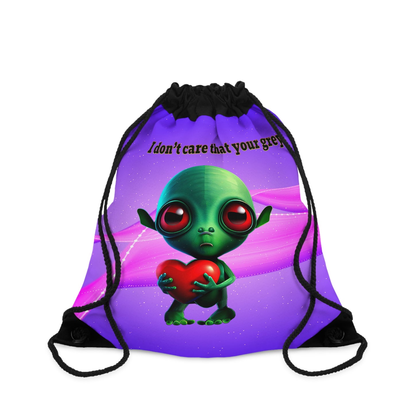 I don't care that your grey - Drawstring Bag (purple-pink wave)