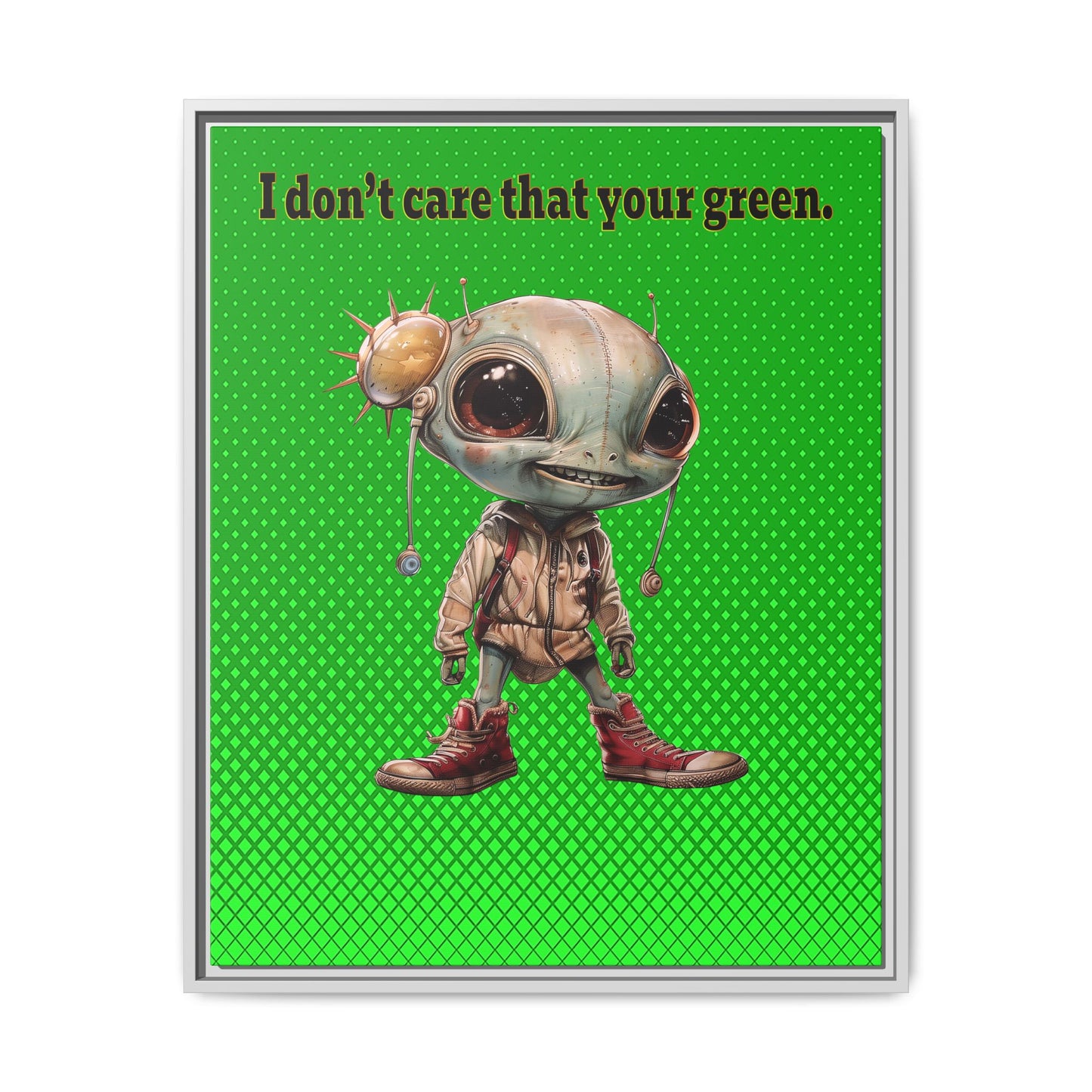 I don't care that your green - framed canvas art (logo green)