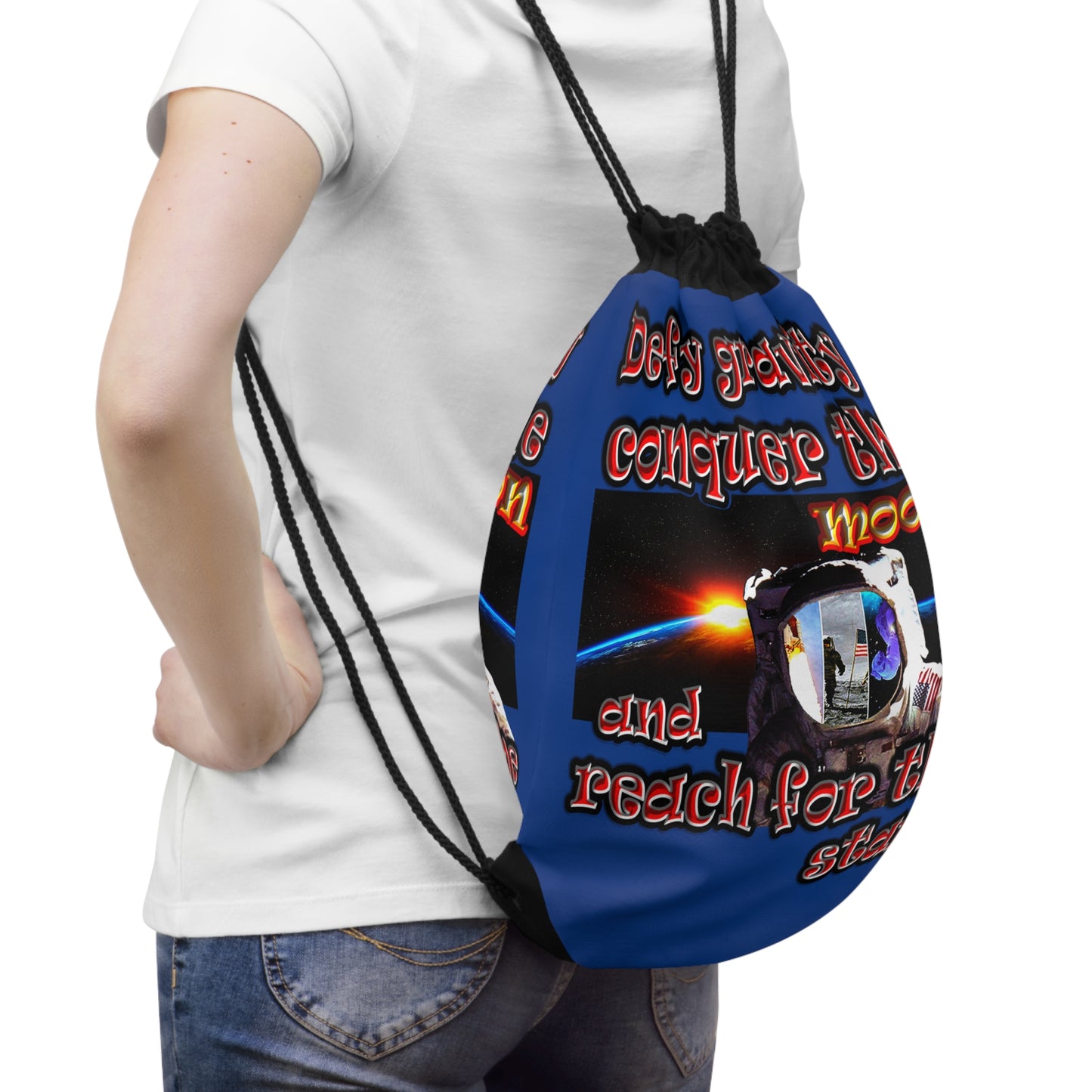 defy conquer reach - Drawstring Bag (dark blue)