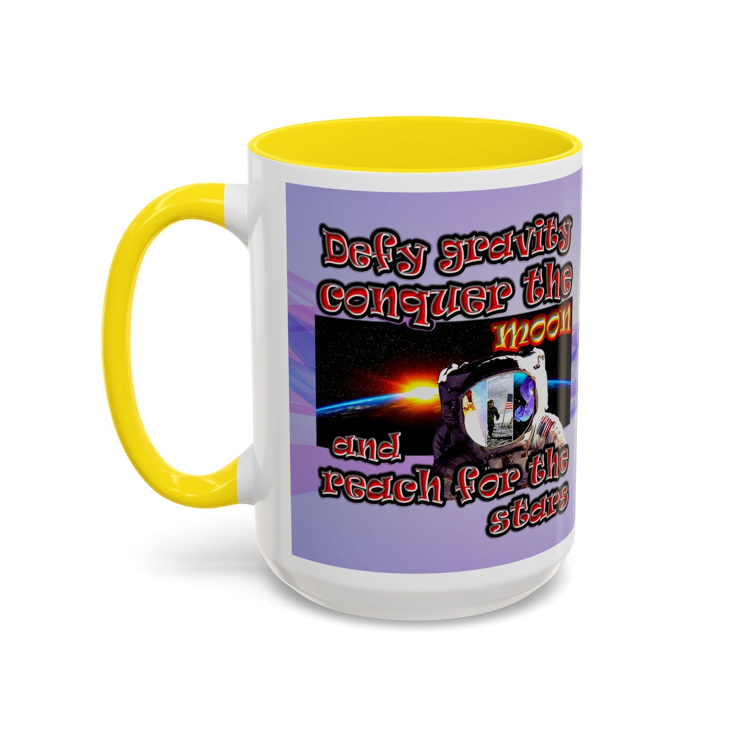 defy conquer reach - Accent Mug (light blue-pink wave)