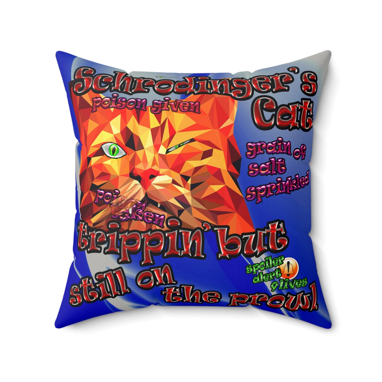 schrodinger's cat - Faux Suede Square Pillow - (blue-white wave)