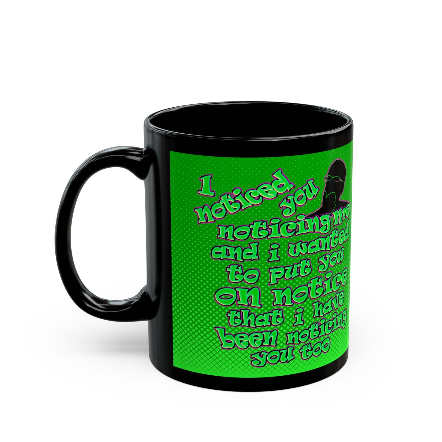 noticed you noticing - Black Mug (logo green)