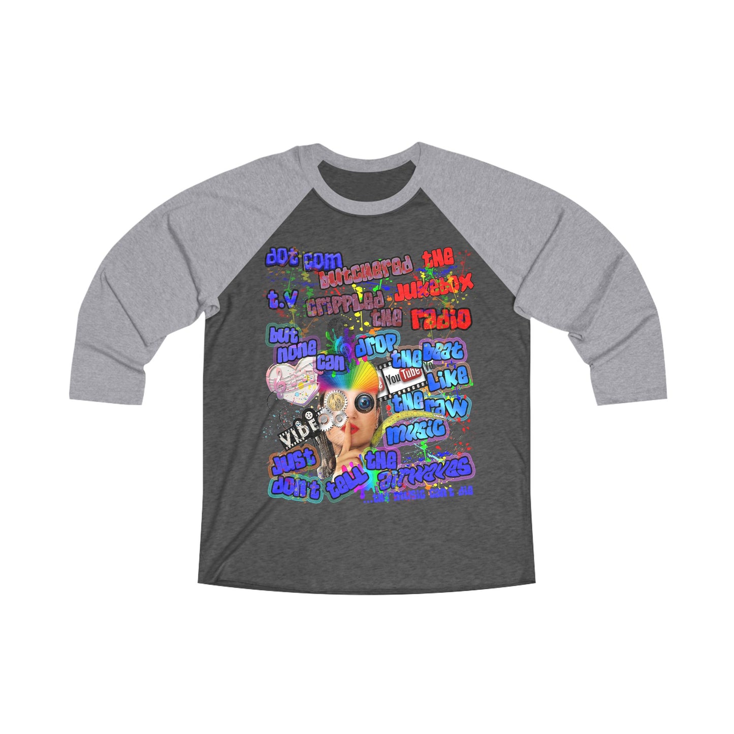 drop the beat - Unisex Tri-Blend 3\4 Raglan Tee