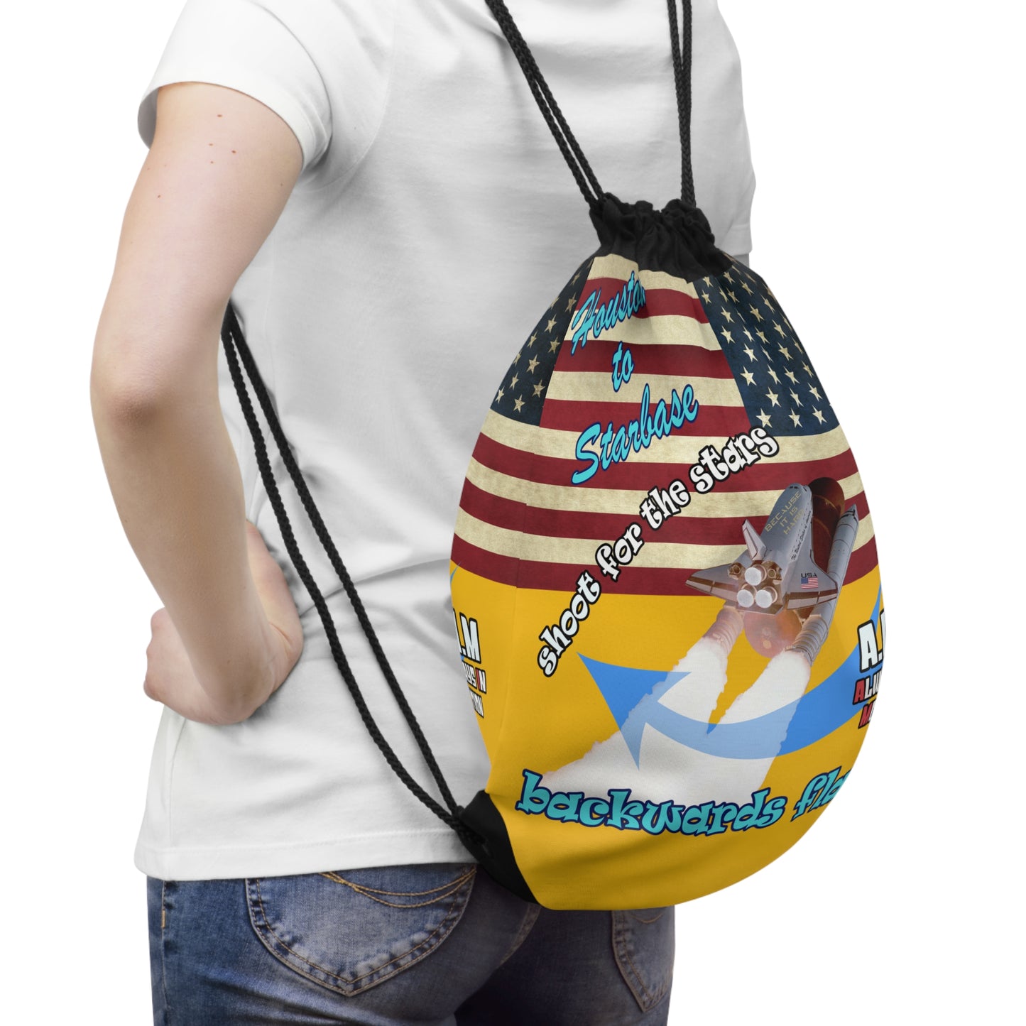 shoot for the stars - Drawstring Bag (yellow)