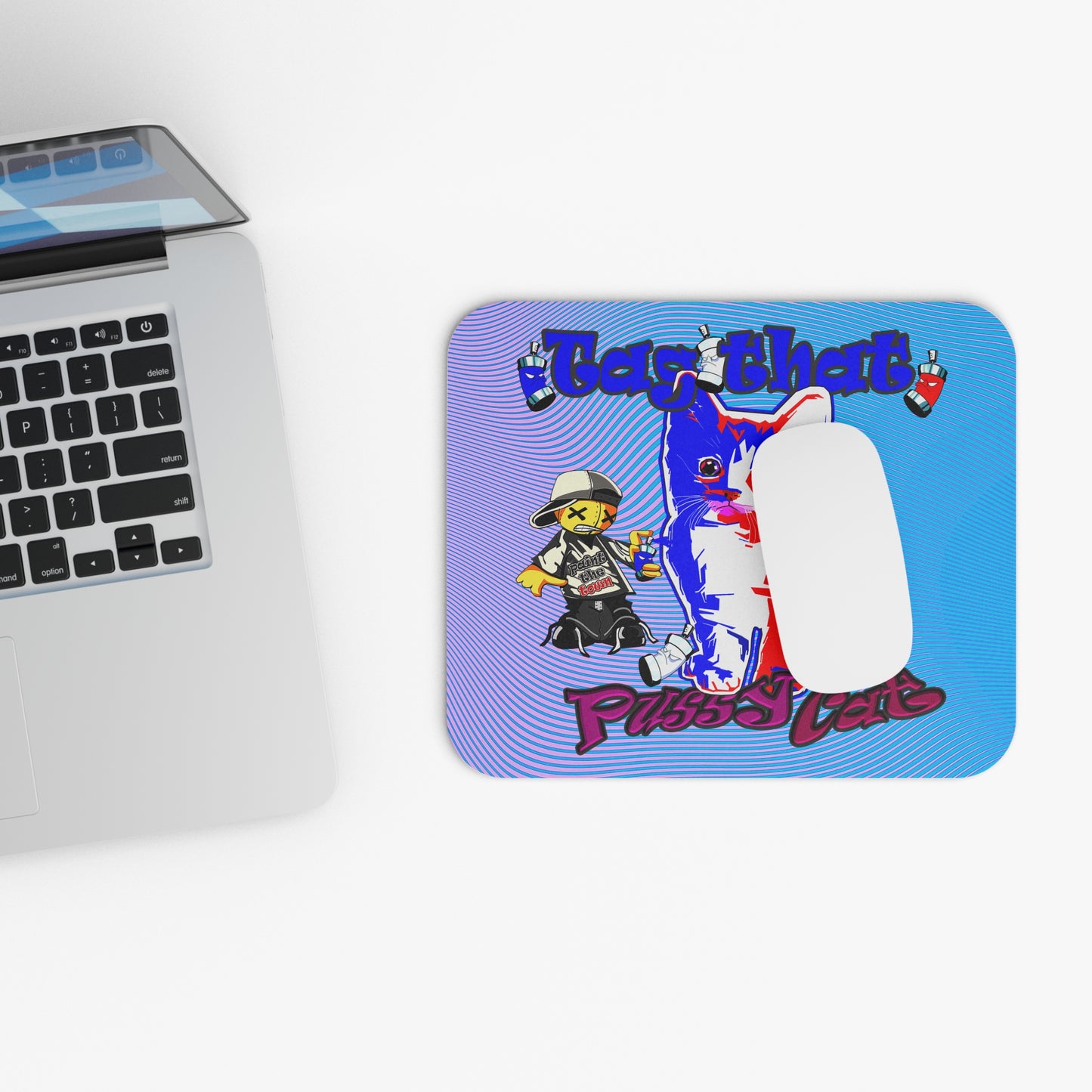 tag that - Mouse Pad (Rectangle) (light blue-purple wave)