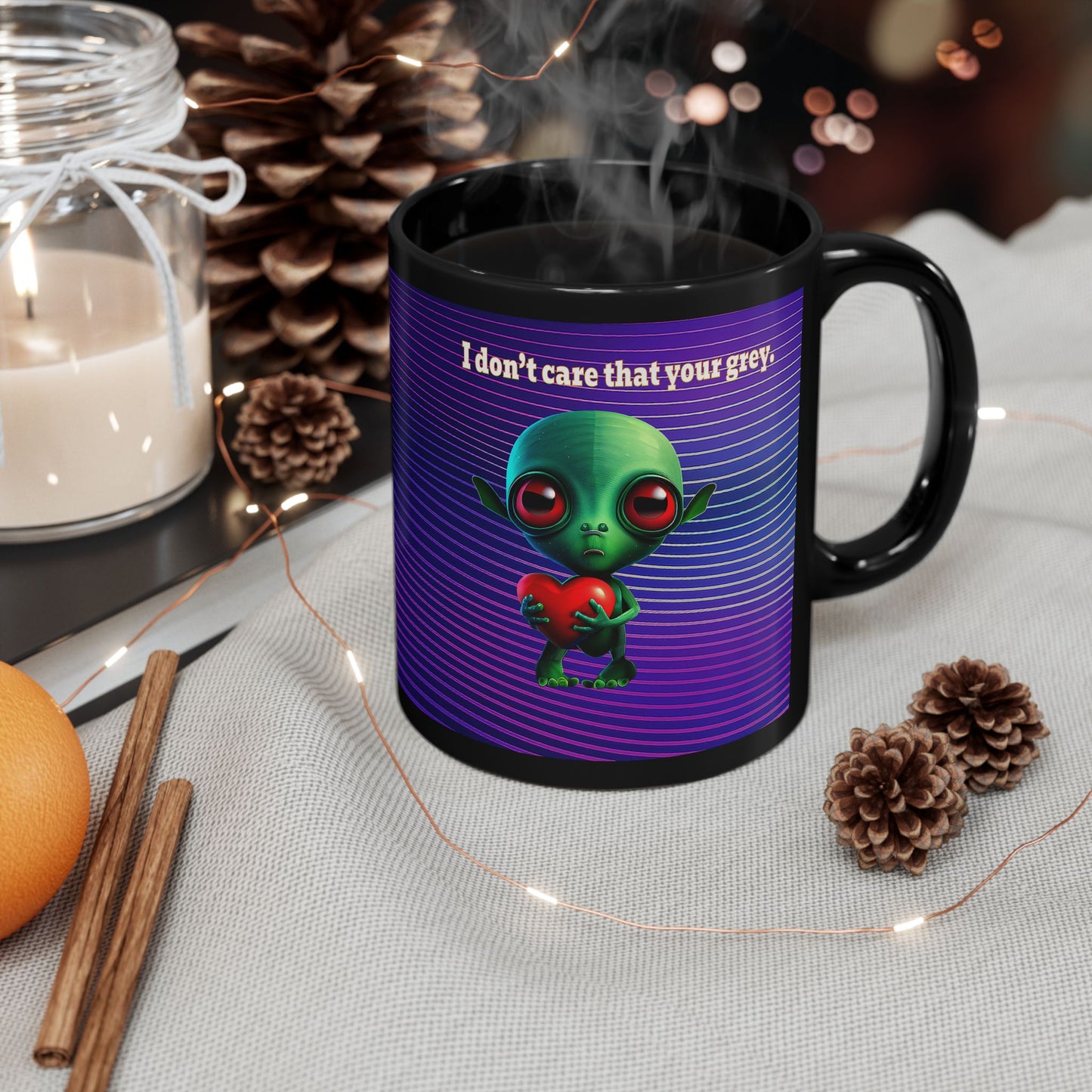 I don't care that your grey - Black Mug (purple wave)