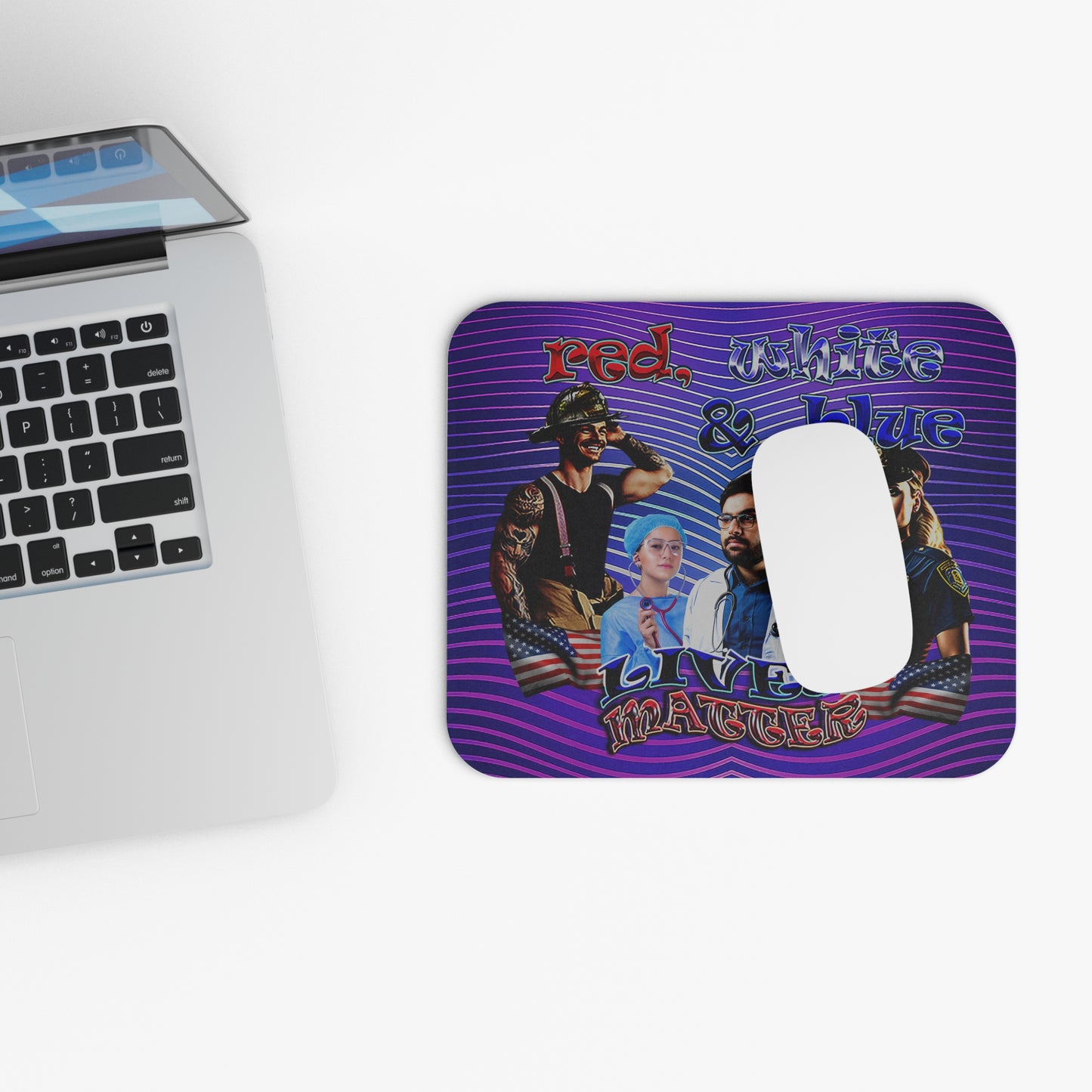 rw&b lives matter - Mouse Pad (Rectangle) (purple wave)