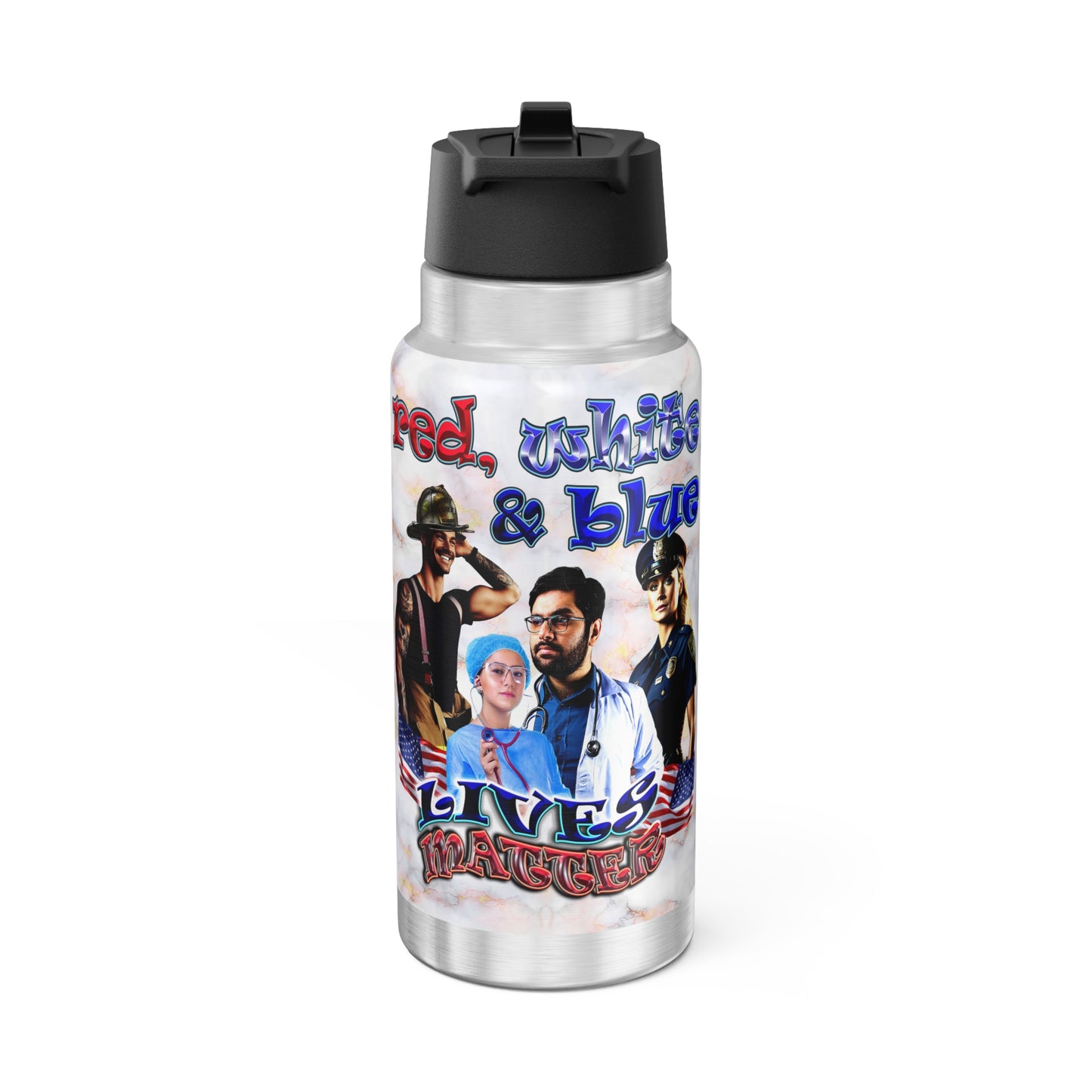 rw&b lives matter - Gator Tumbler, 32oz (white marble)