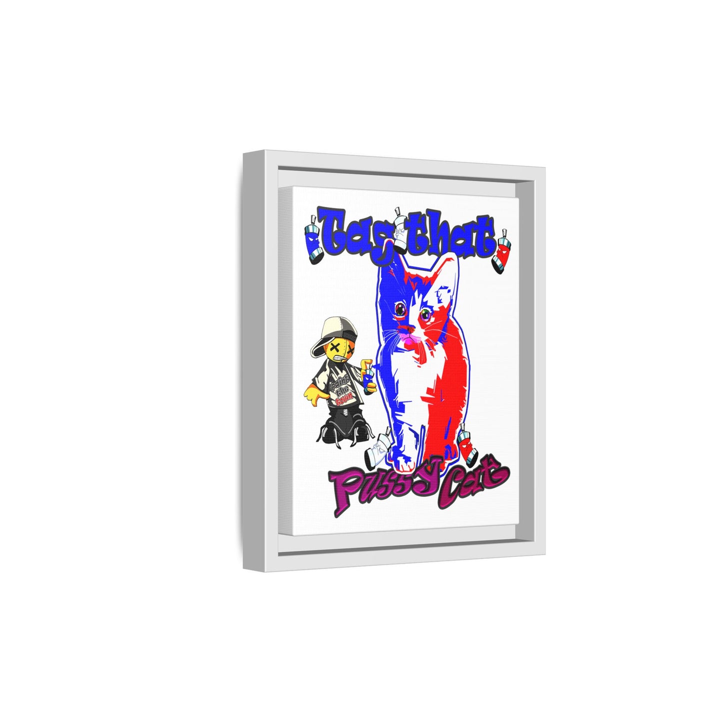 tag that - framed canvas art (white)