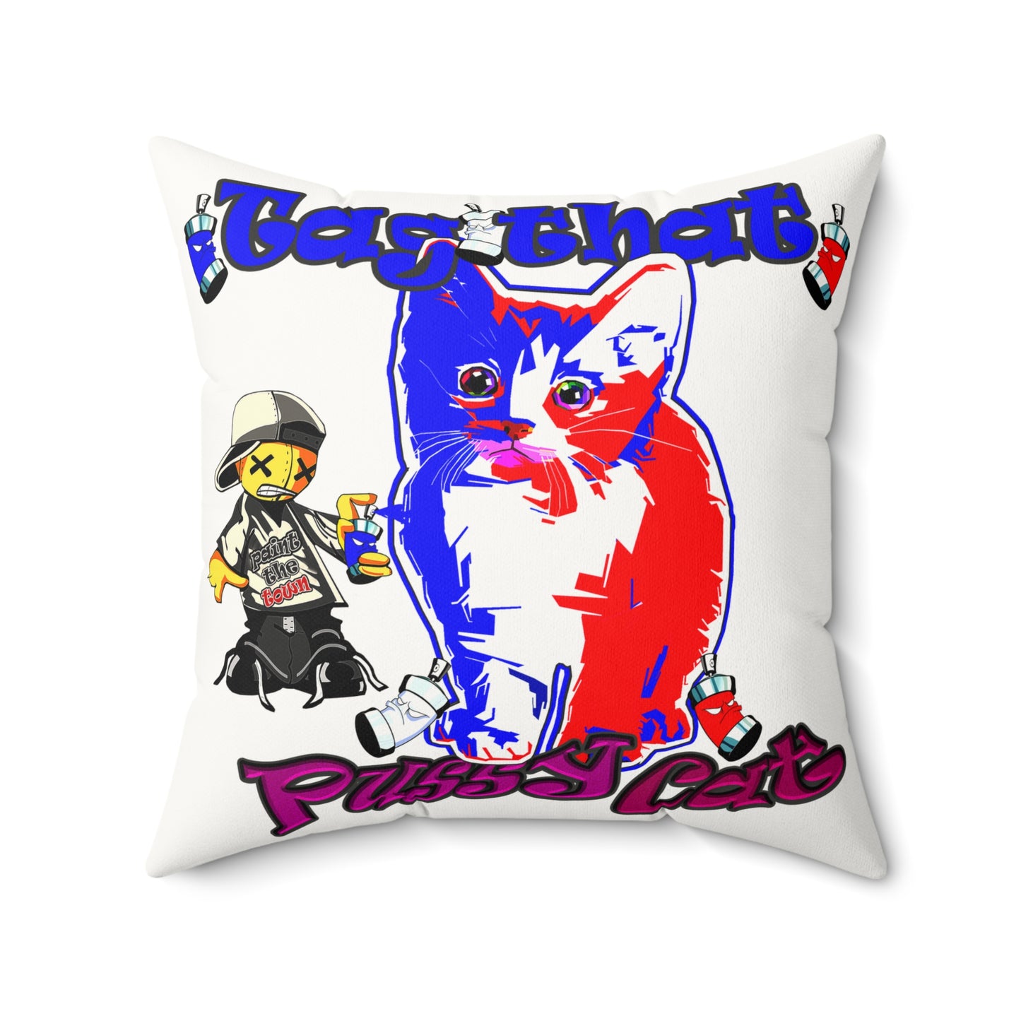 tag that - Faux Suede Square Pillow - (white)