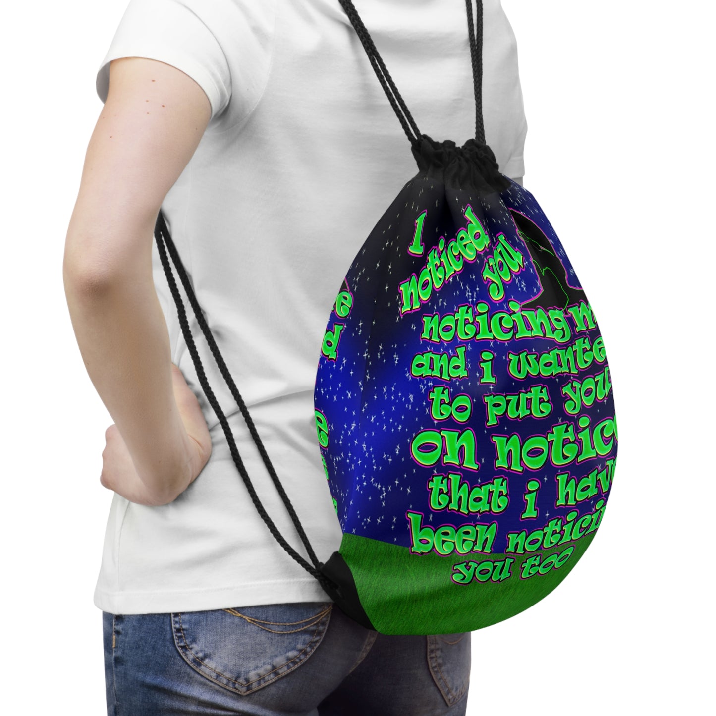 noticed you noticing - Drawstring Bag ('snoops' background)