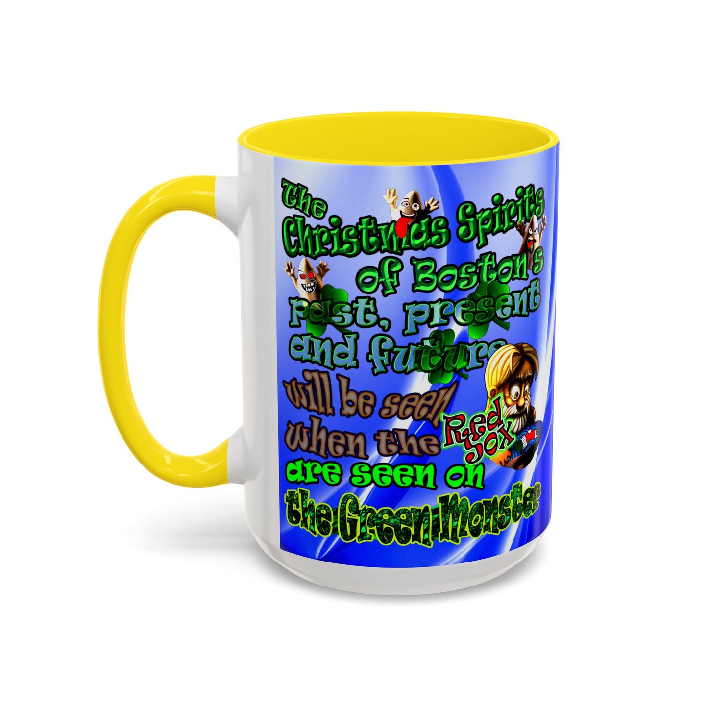 christmas spirits of boston - Accent Mug (blue-white wave)