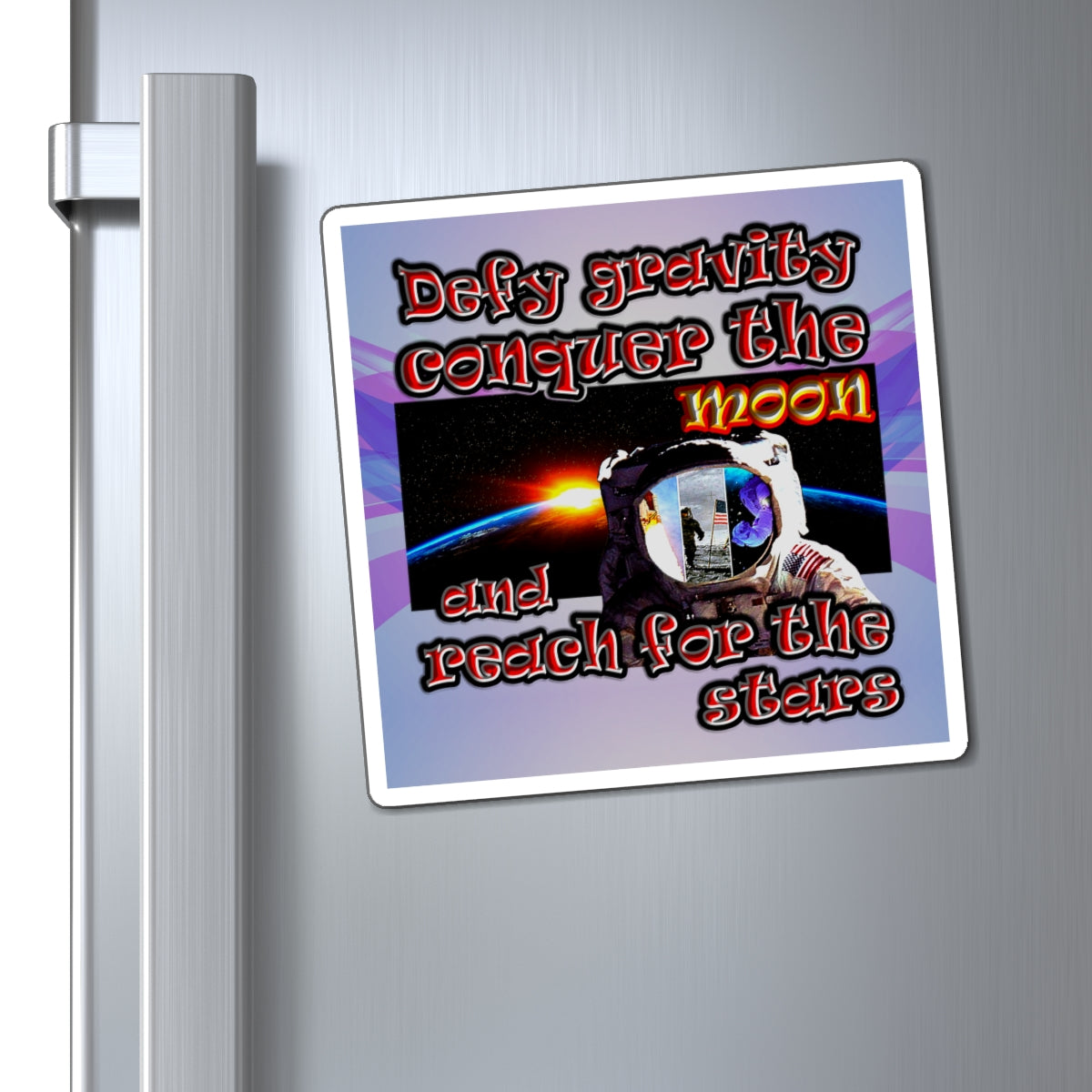defy conquer reach - Magnets - (light blue-pink wave)
