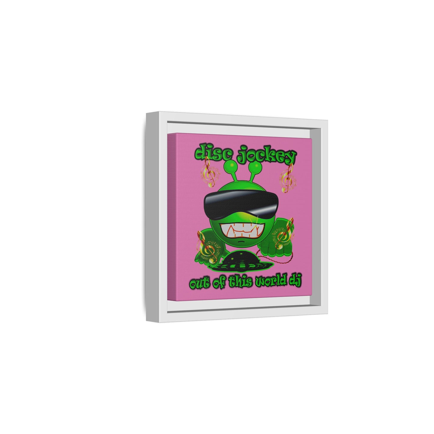 disc jockey - framed canvas art (light pink)