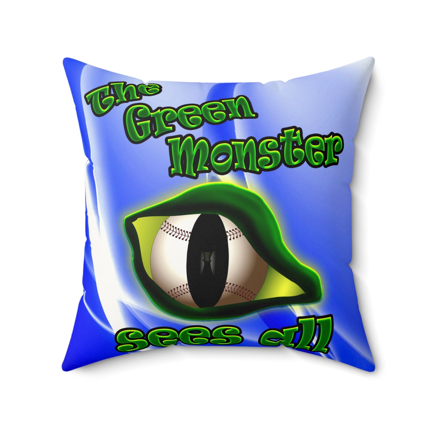 green monster - Faux Suede Square Pillow - (blue-white wave)