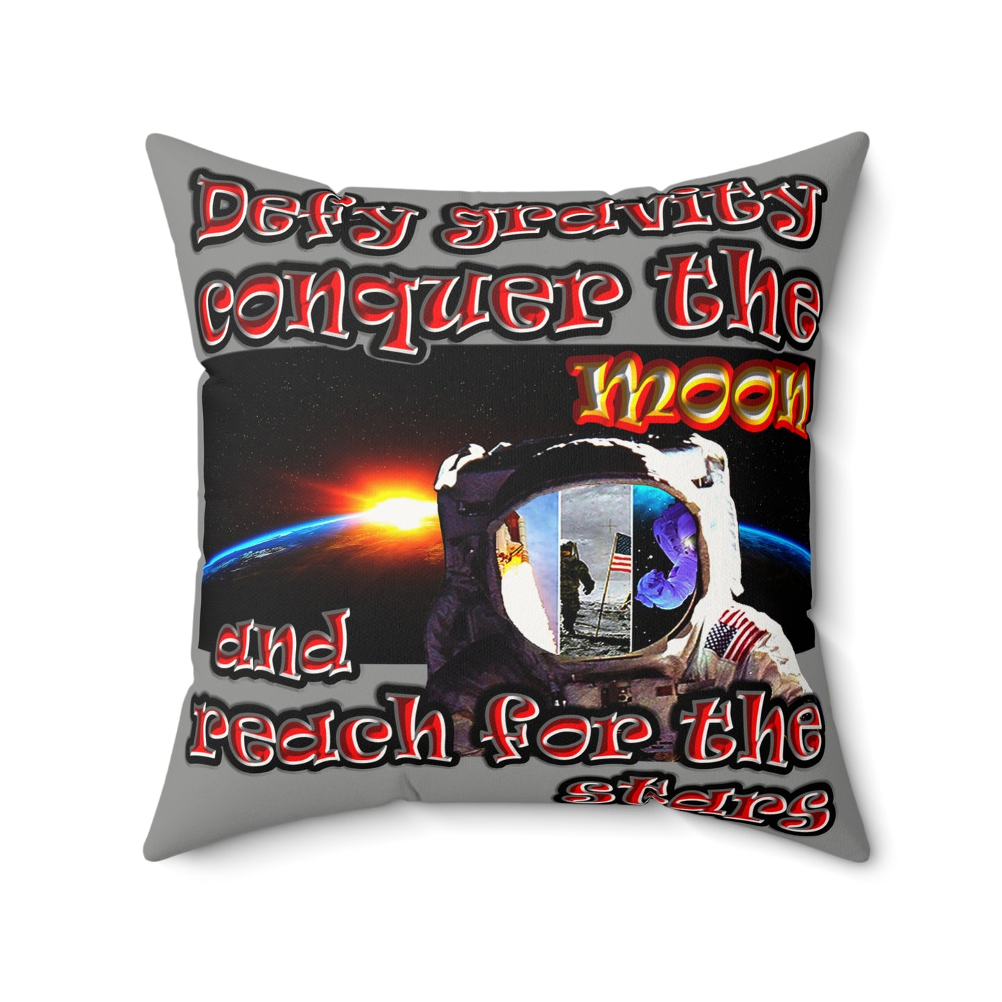 defy conquer reach - Faux Suede Square Pillow - (grey)