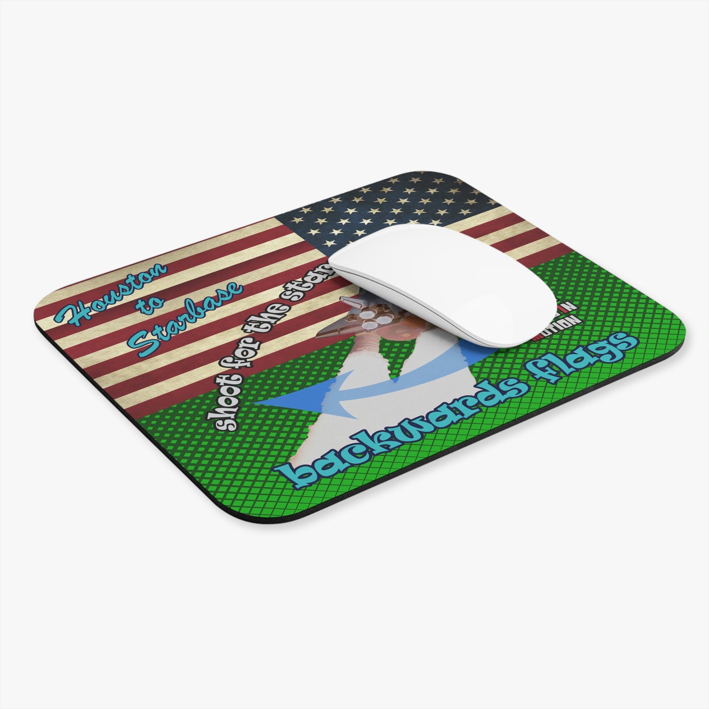 shoot for the stars - Mouse Pad (Rectangle) - (logo green)