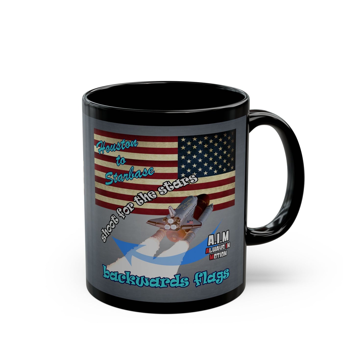 shoot for the stars - Black Mug (grey-light grey)