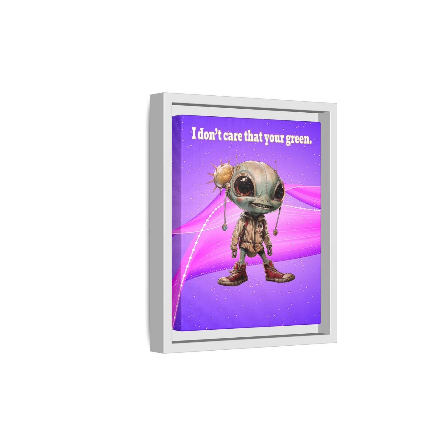 I don't care that your green - framed canvas art (purple-pink wave)