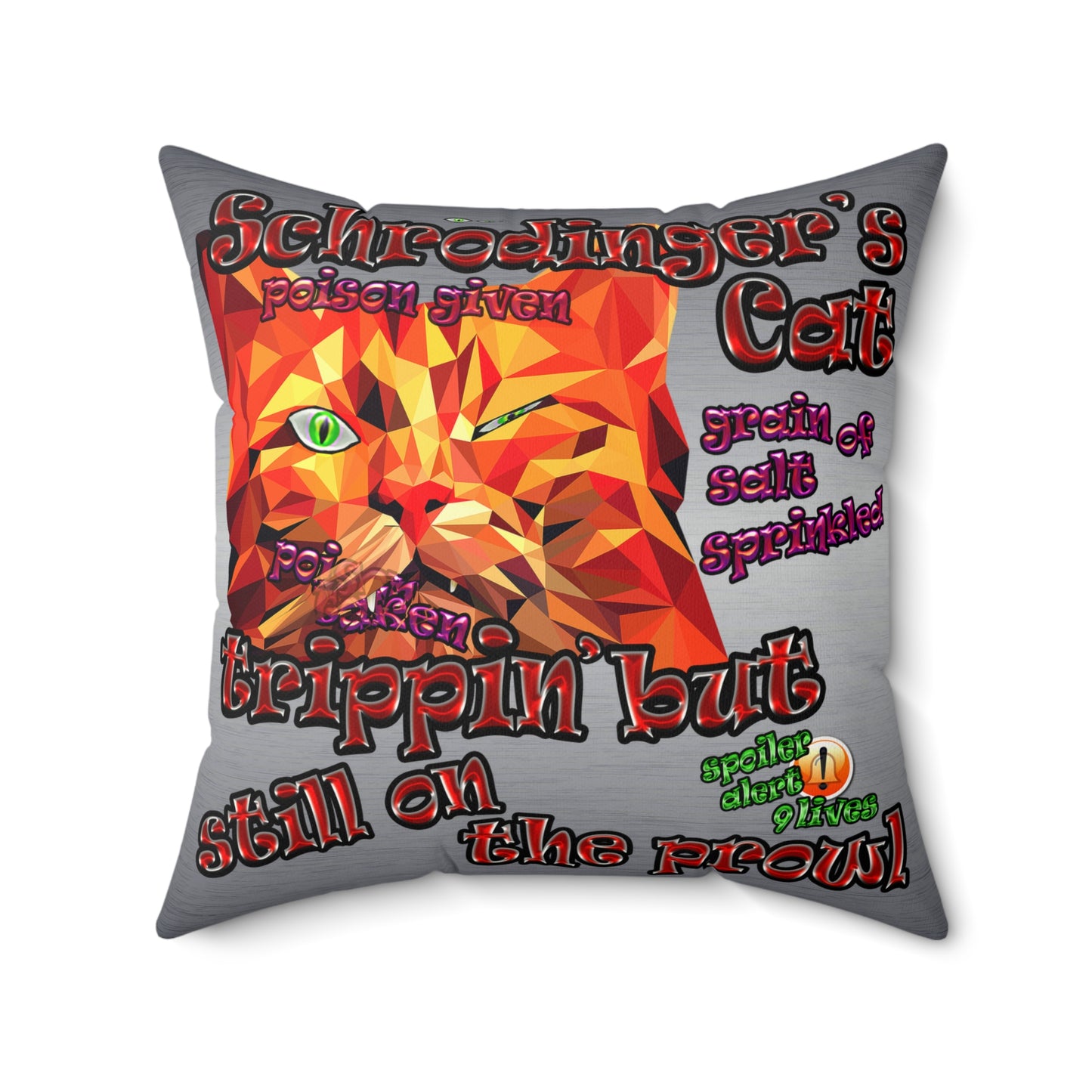 schrodinger's cat - Faux Suede Square Pillow - (brushed nickel)
