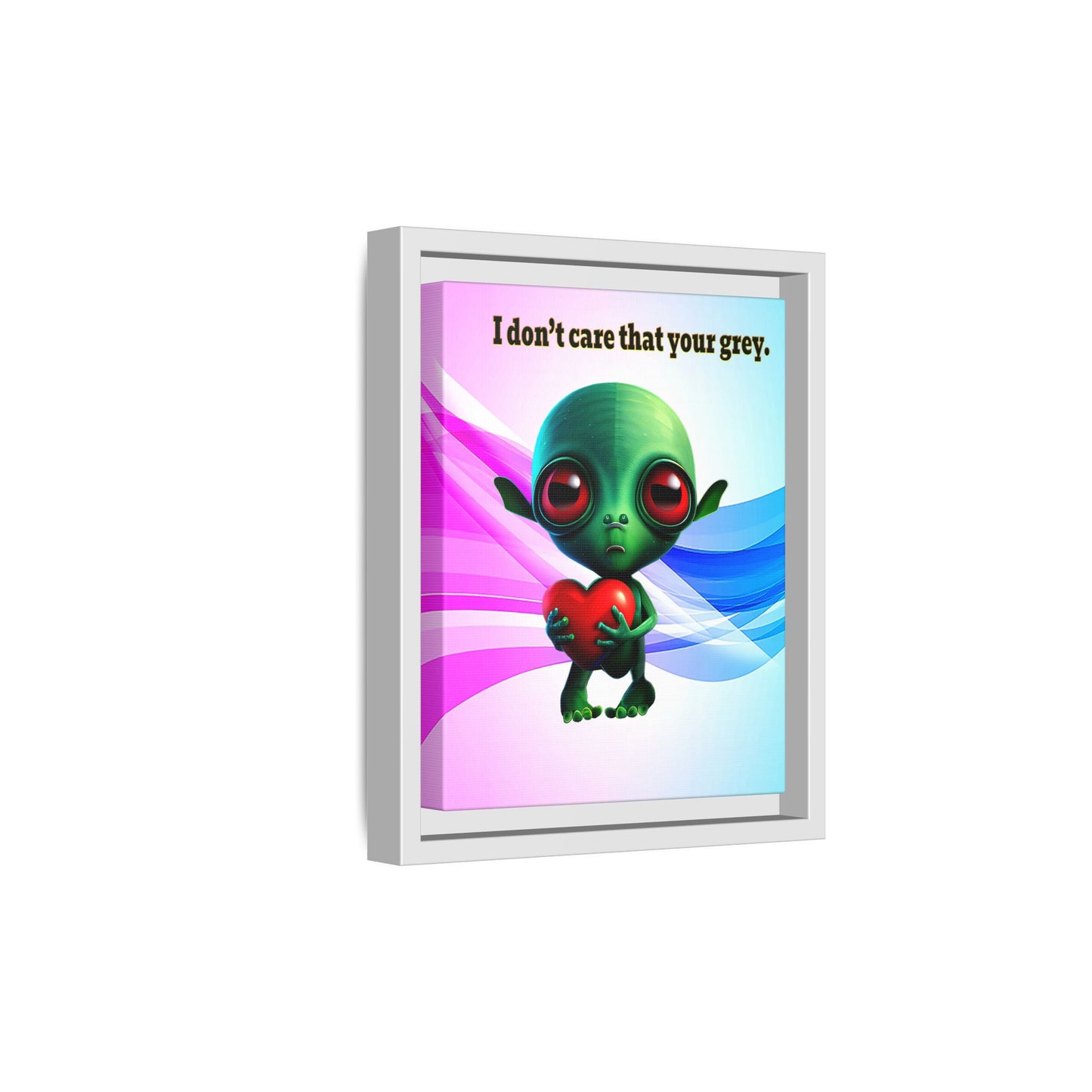 I don't care that your grey - framed canvas art (light blue-pink wave)