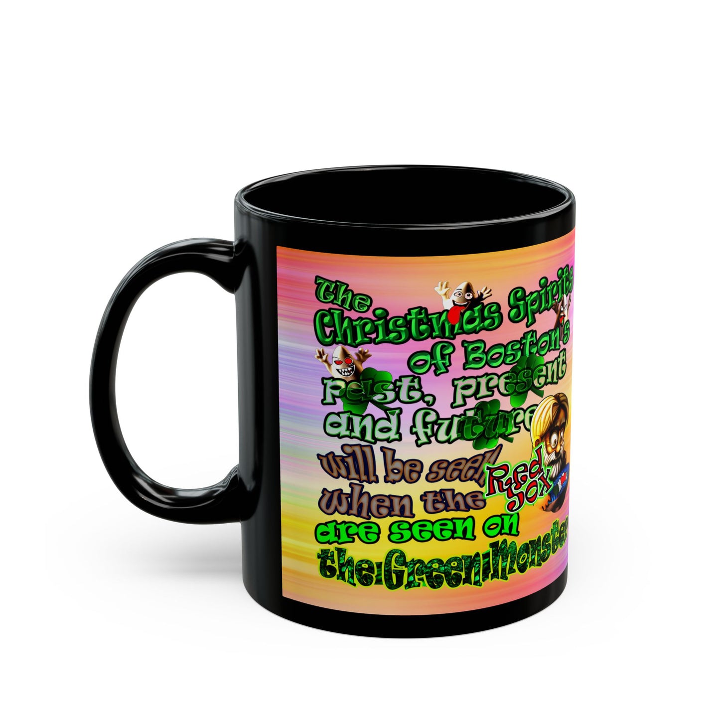 christmas spirits of boston - Black Mug (color blur)