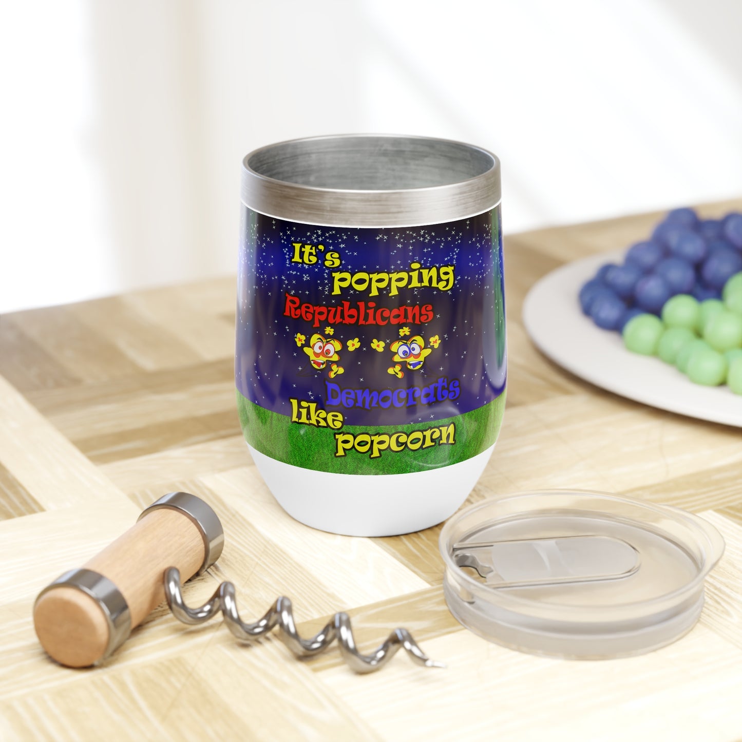 popping like popcorn - Chill Wine Tumbler ('snoops' background)