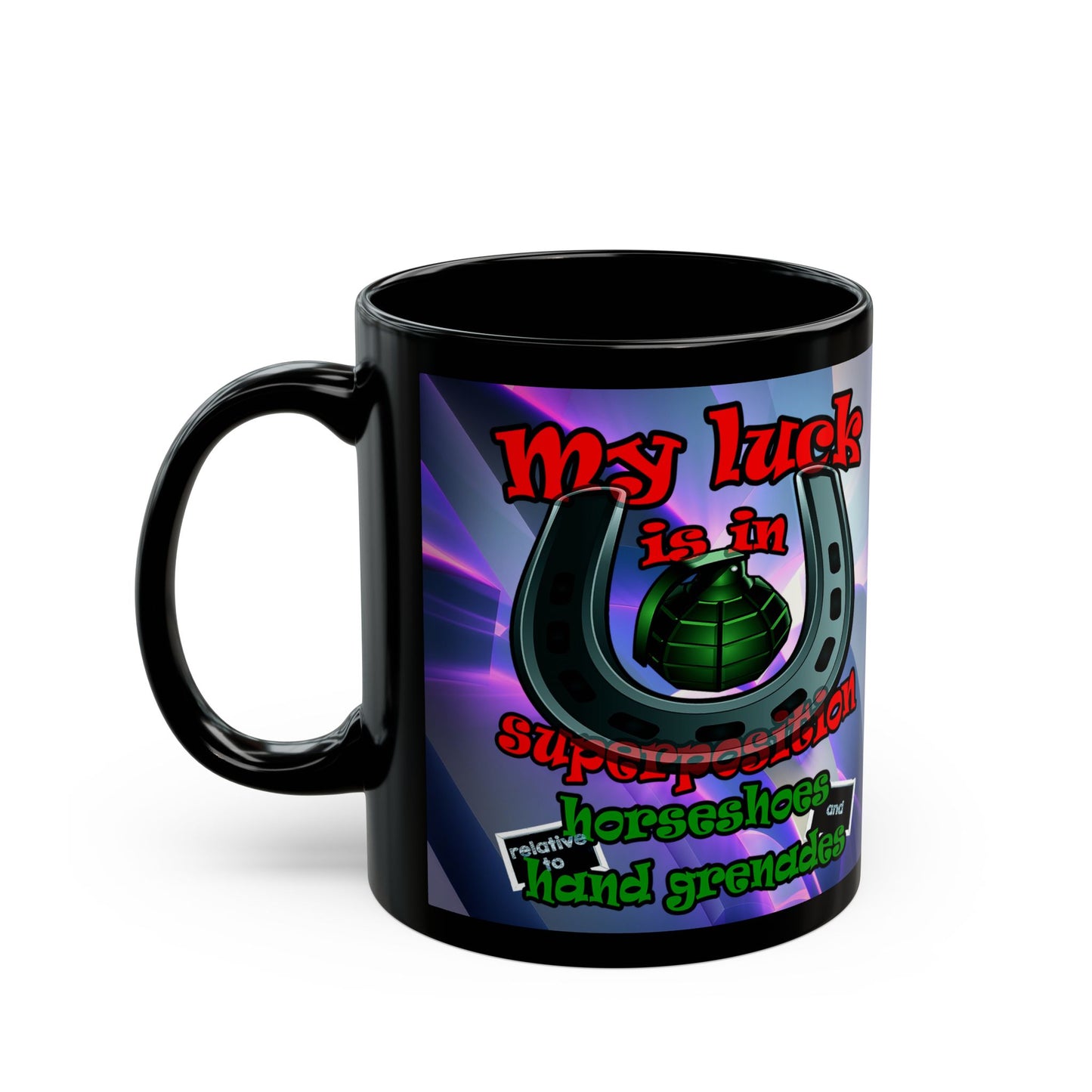 my luck - Black Mug (grey-pink wave)