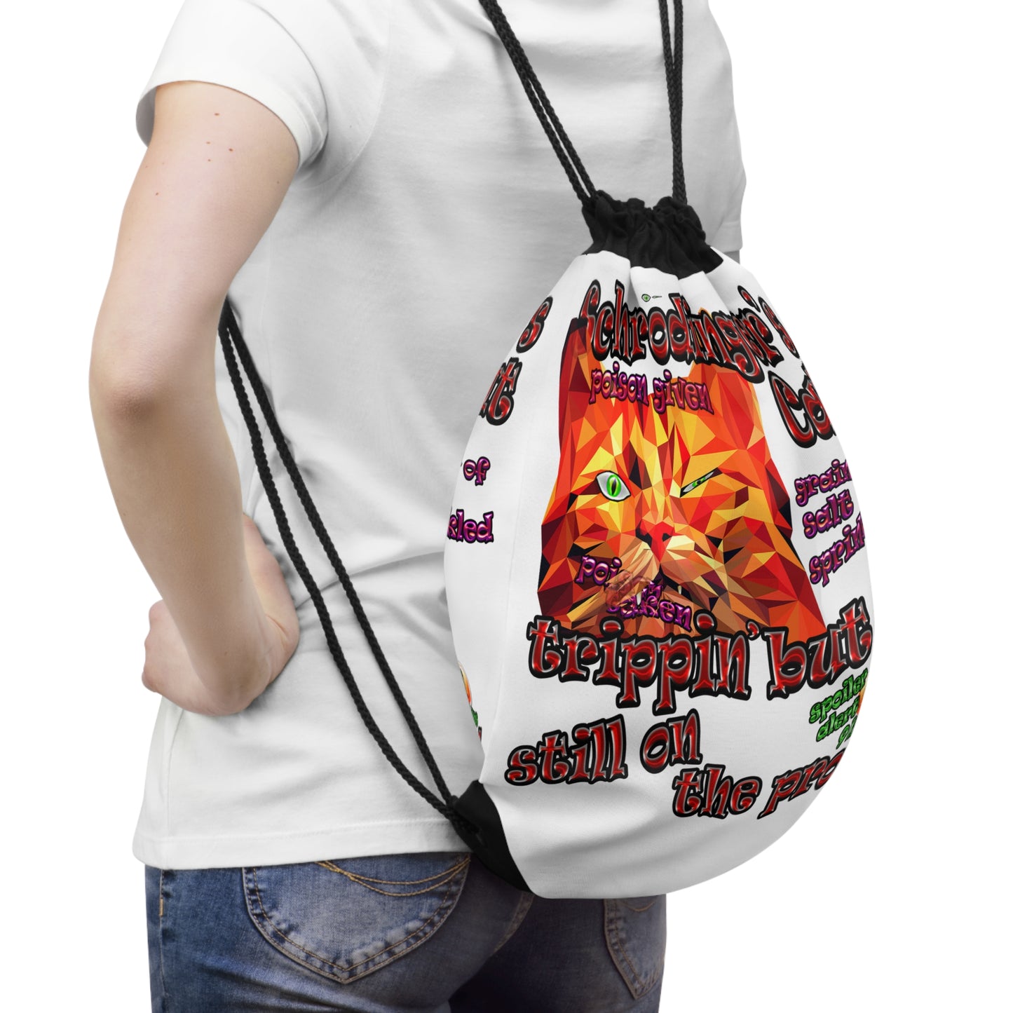schrodinger's cat - Drawstring Bag (white)