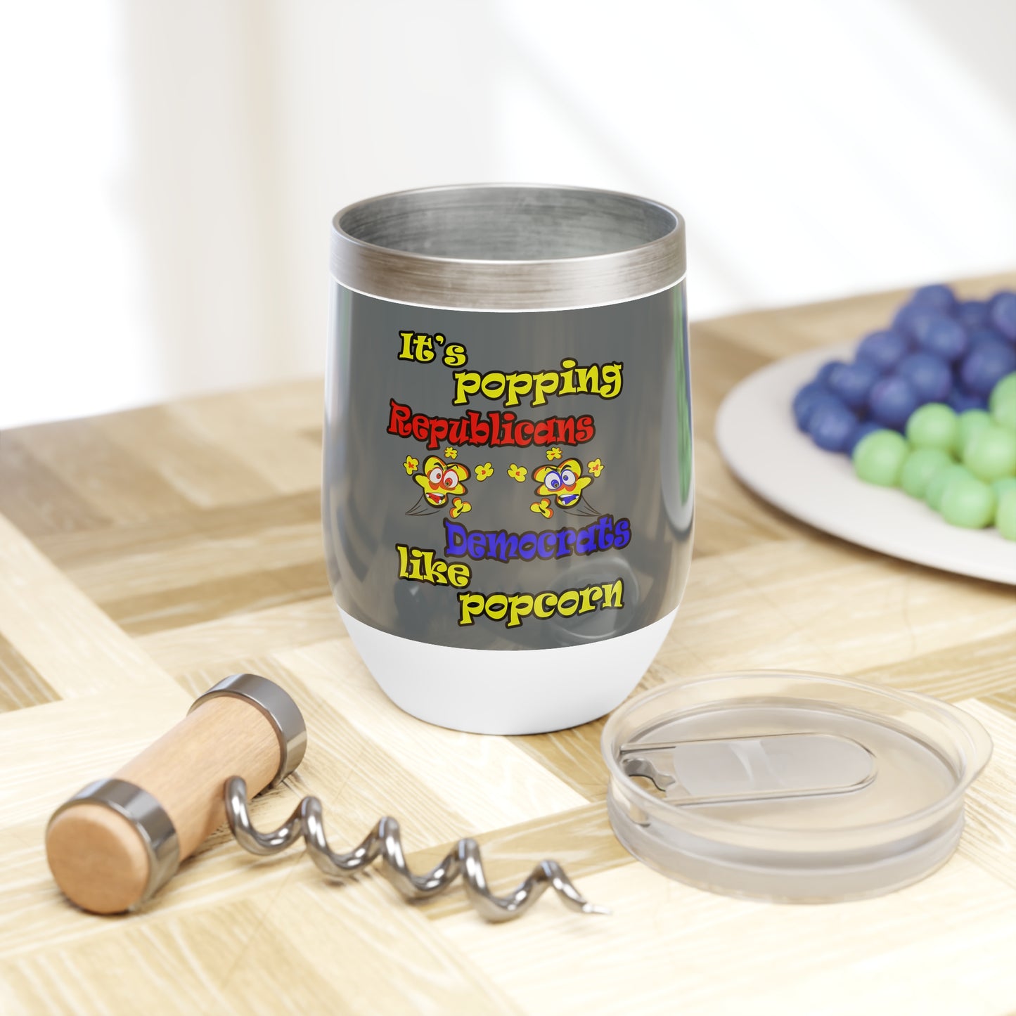 popping like popcorn - Chill Wine Tumbler (dark grey)