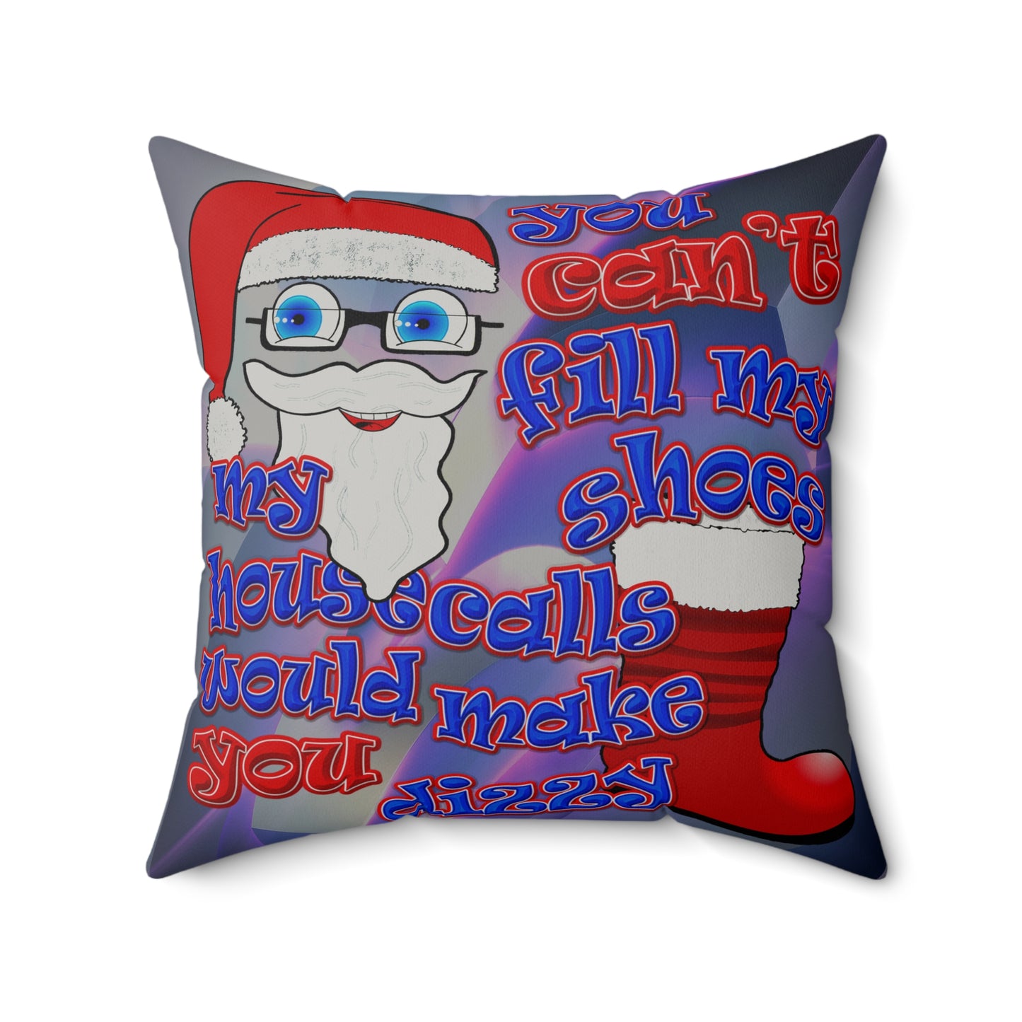 santa's shoes - Faux Suede Square Pillow - (grey-pink wave)