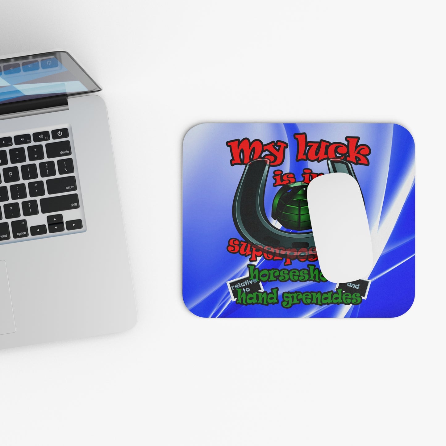 my luck - Mouse Pad (Rectangle) (blue-white wave)