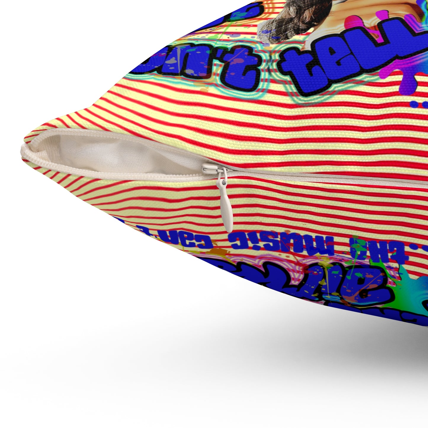 drop the beat - Spun Polyester Square Pillow - (yellow-orange wave)