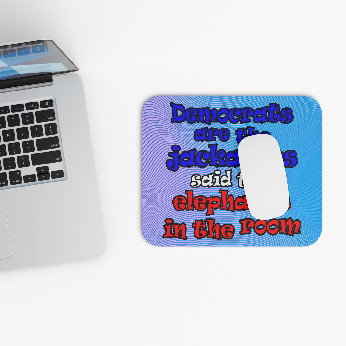 donkeys and elephants - Mouse Pad (Rectangle) (light blue-purple wave)