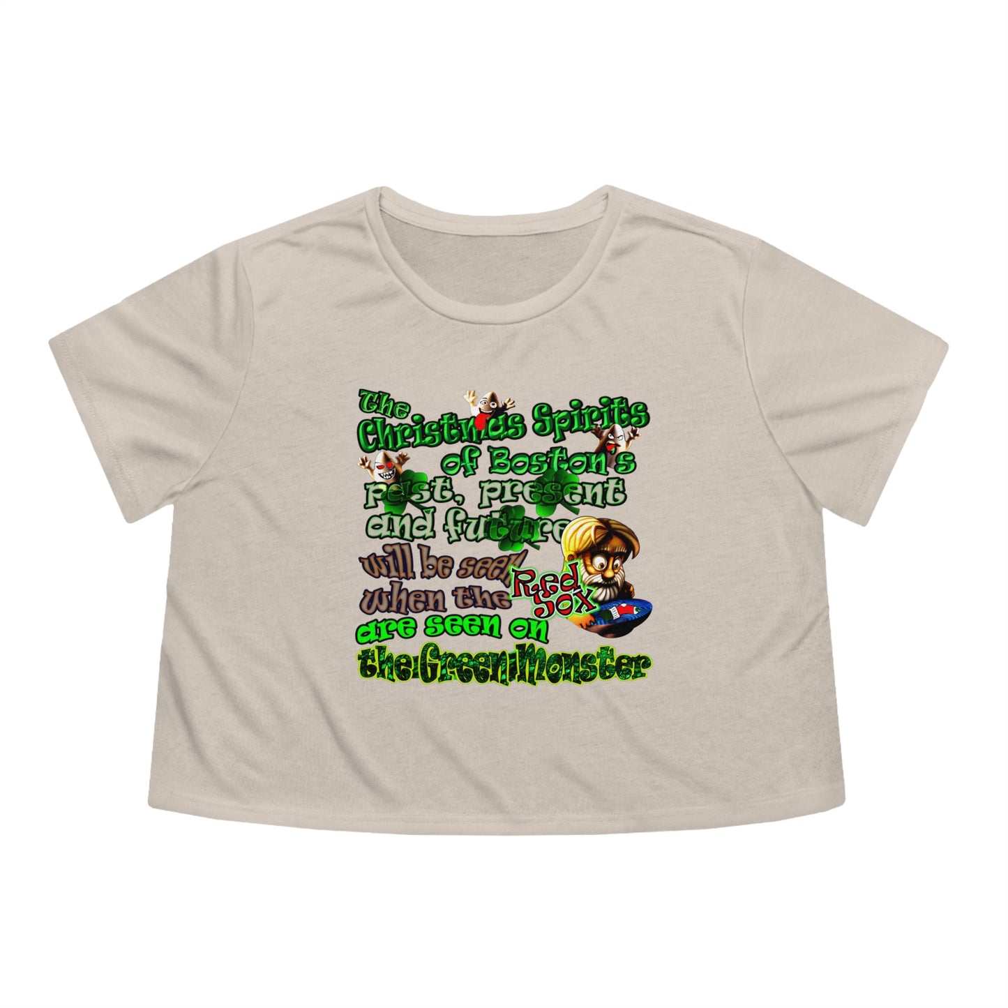 christmas spirits of boston - Women's Flowy Cropped Tee