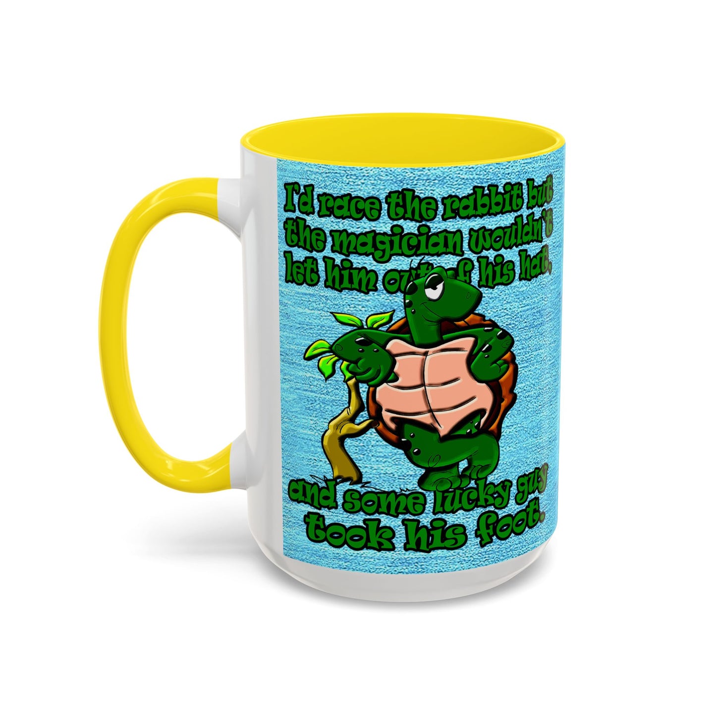 turtle race - Accent Mug (faded dark blue)