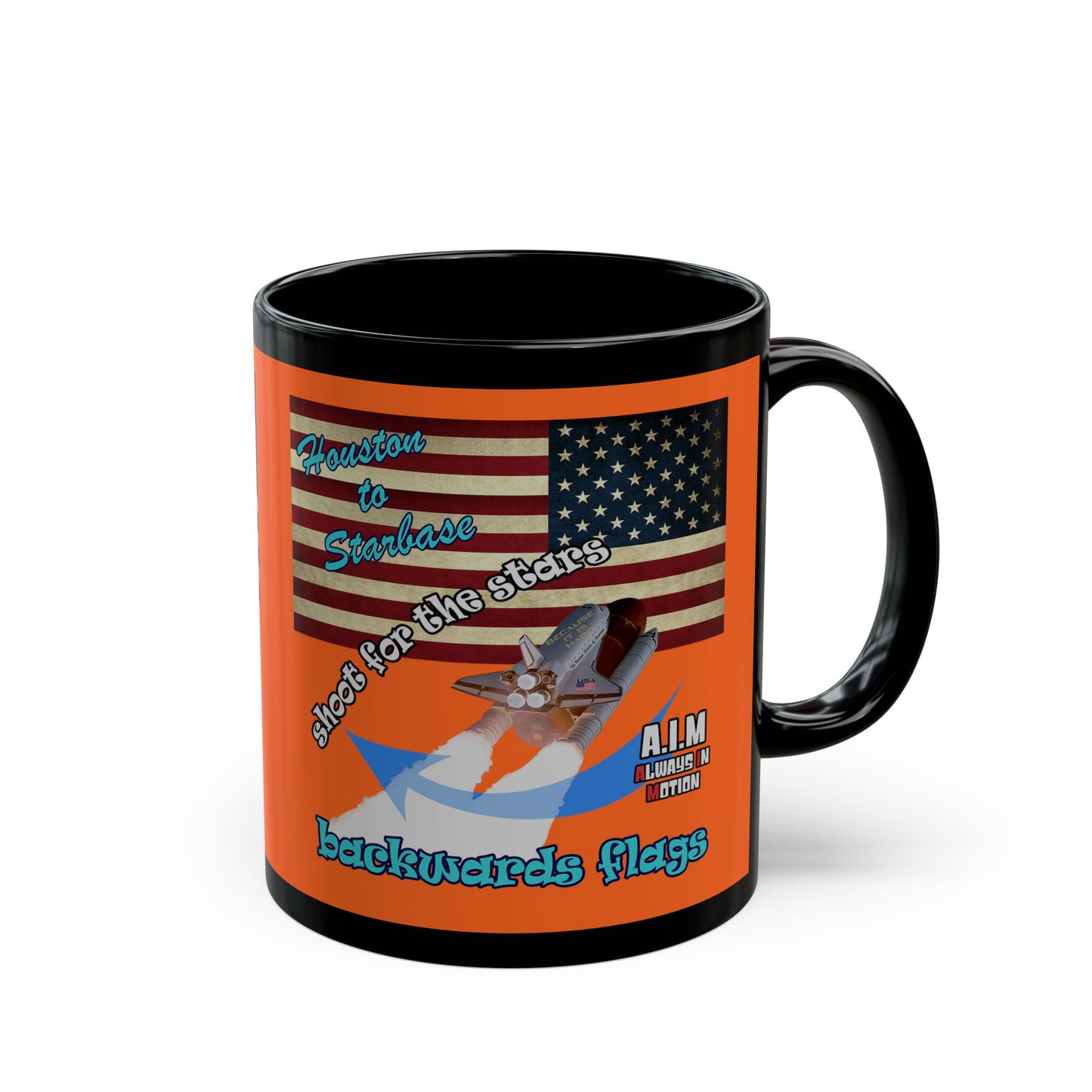 shoot for the stars - Black Mug (orange)