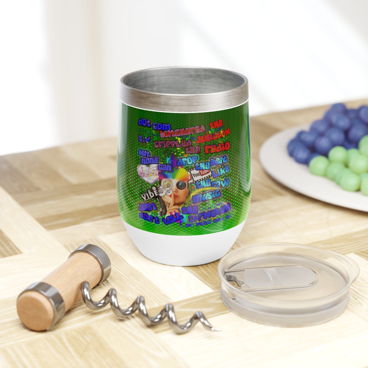 drop the beat - Chill Wine Tumbler (logo green)