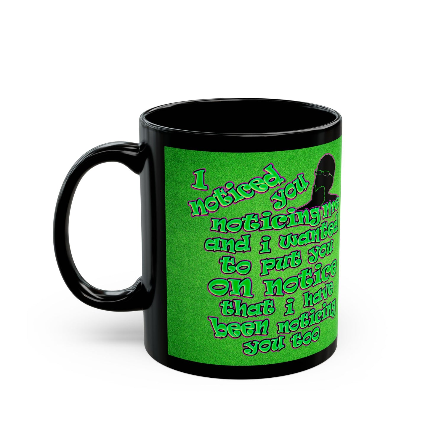 noticed you noticing - Black Mug (green turf)